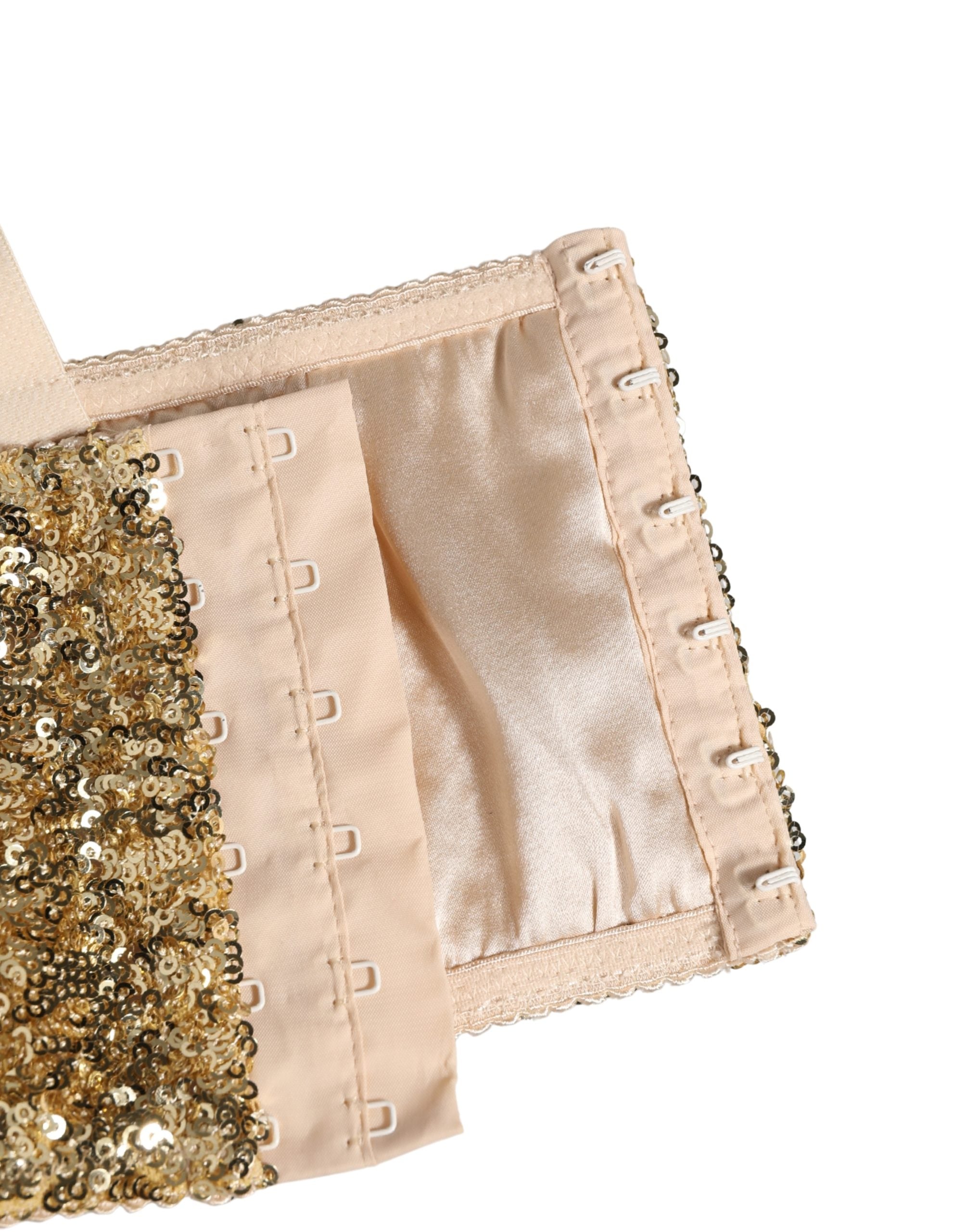 Dolce & Gabbana Gold Sequined Semi-Pad Underwire Bra Underwear