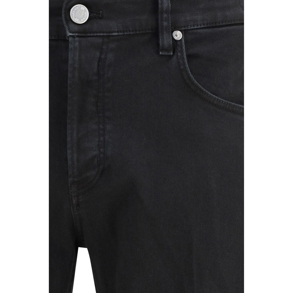 PT Torino Black Cotton Tapered Jeans