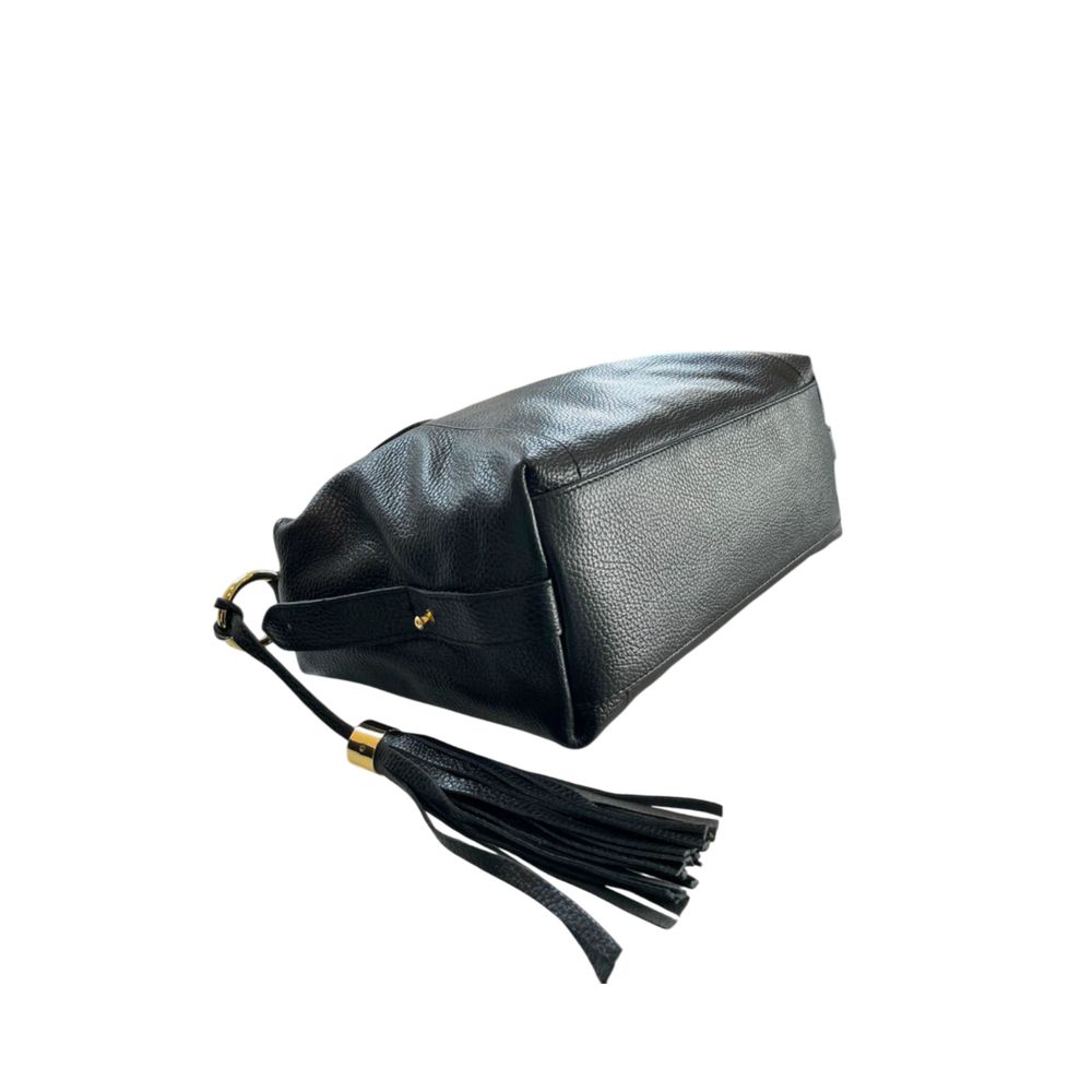 Baldinini Trend Black Cowhide Shoulder Bag LUNESCAPE
