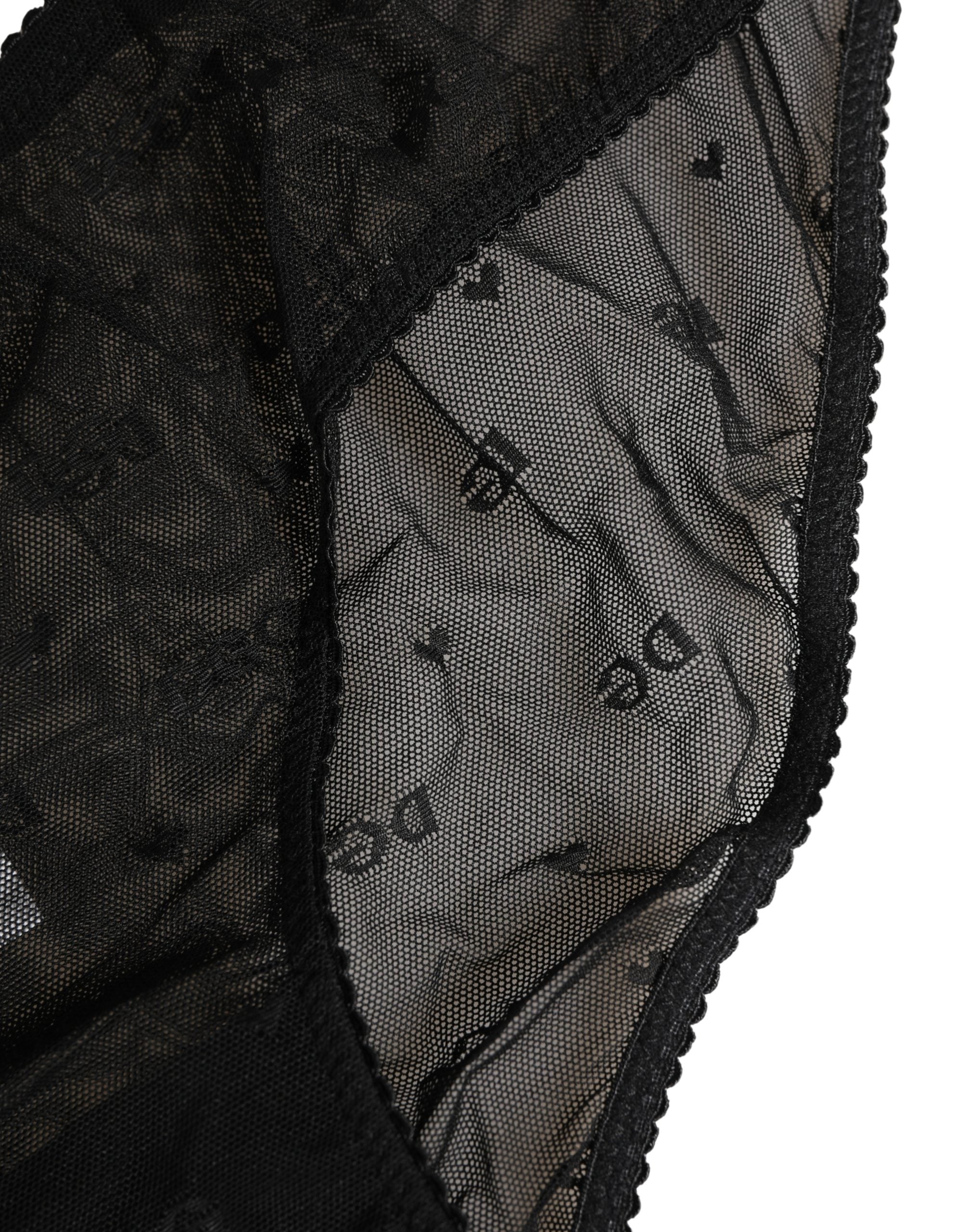 Dolce & Gabbana Black Sheer Mesh Lace Logo Brief Panty Underwear
