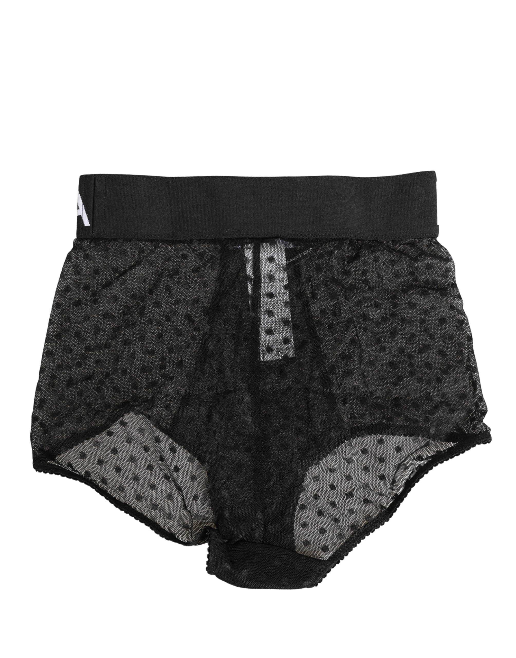 Dolce & Gabbana Black Logo Girdle High Waist Panty Underwear