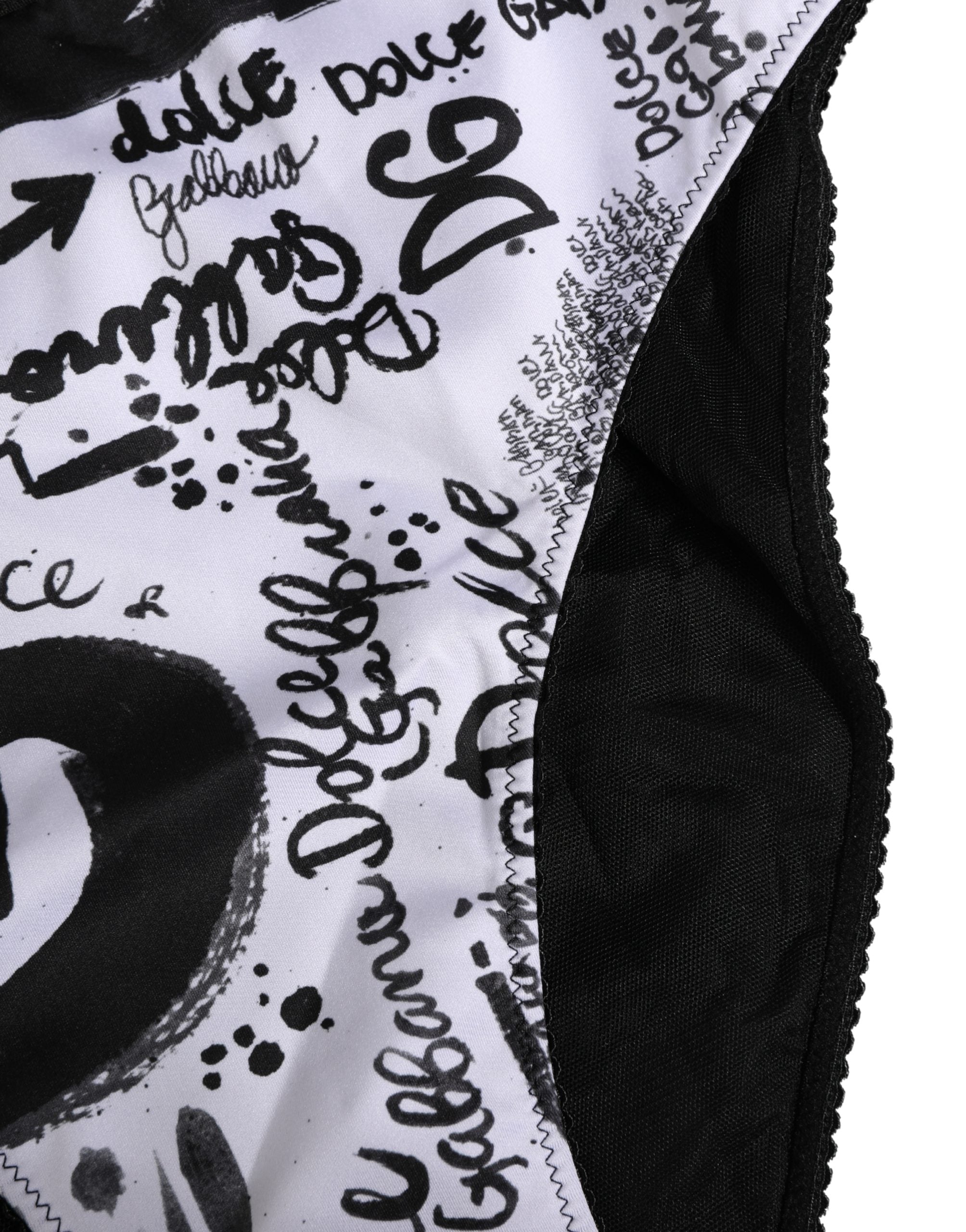 Dolce & Gabbana Black White Graphic Logo High Brief Underwear