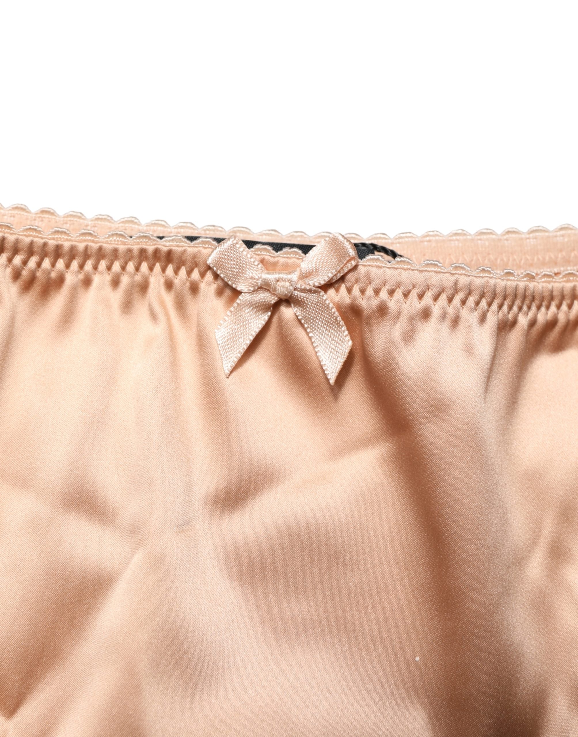 Dolce & Gabbana Beige Silk Stretch Mid Waist Brief Panty Underwear