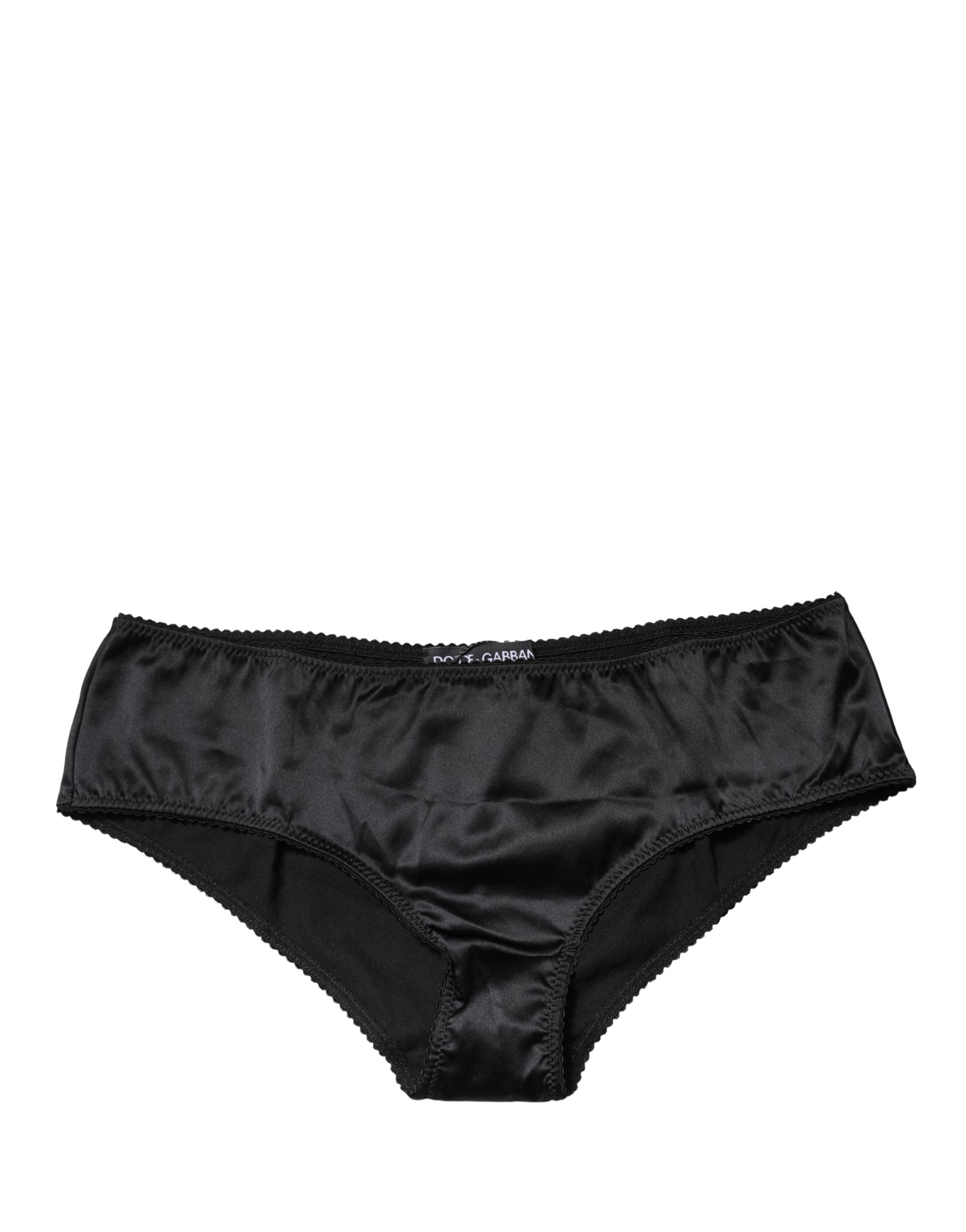 Dolce & Gabbana Black Silk Stretch Mid Waist Brief Panty Underwear