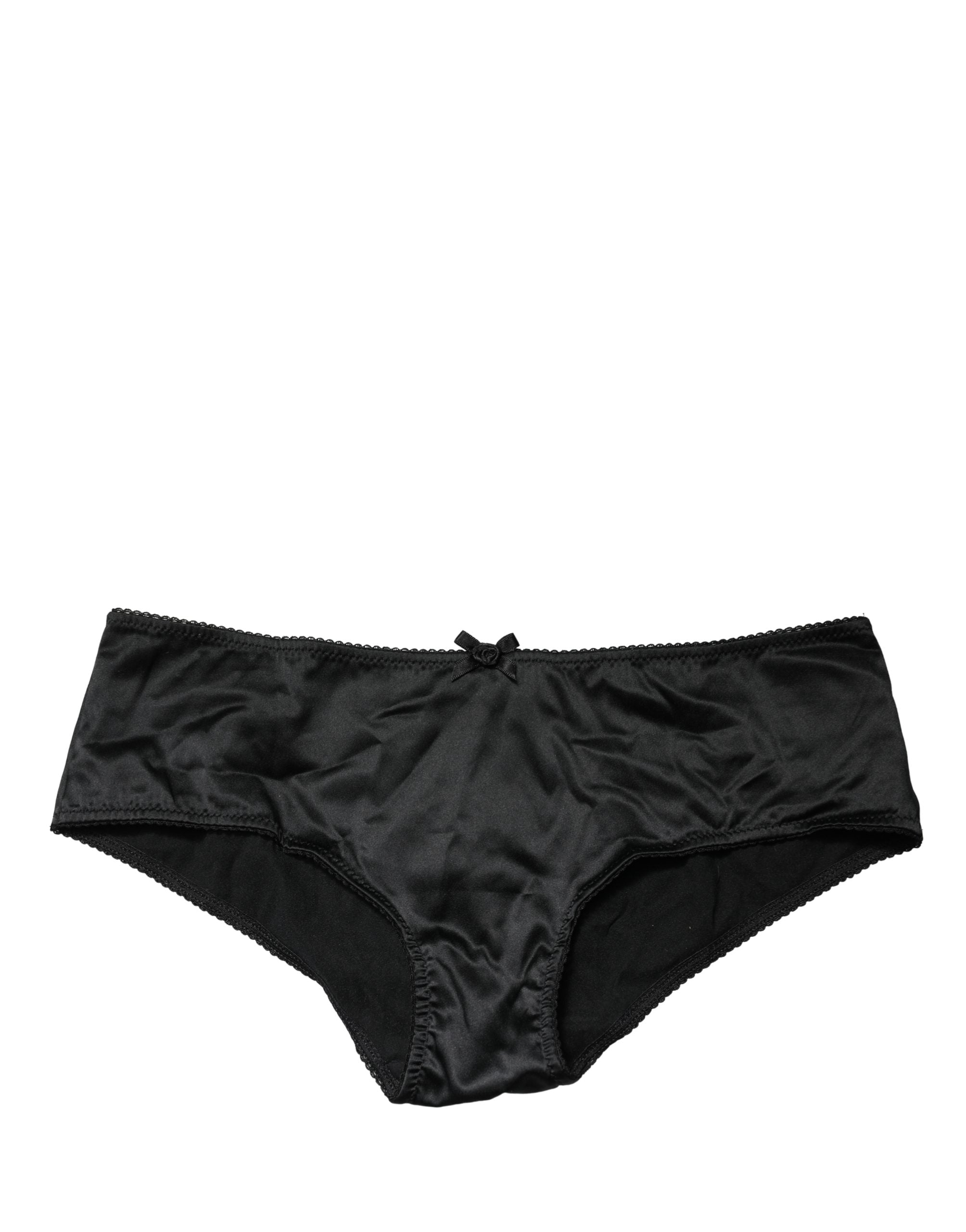 Dolce & Gabbana Black Silk Stretch Mid Waist Brief Panty Underwear