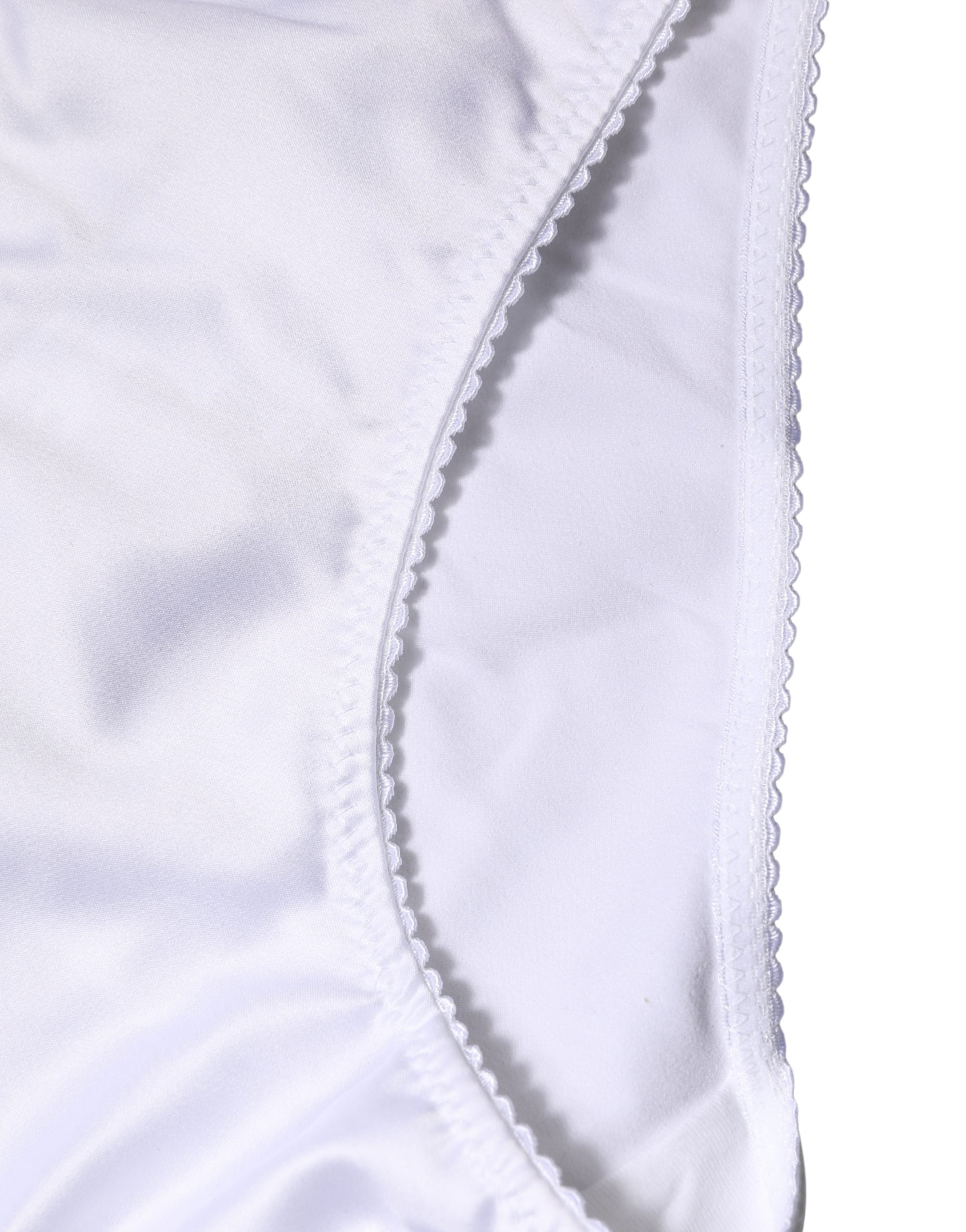 Dolce & Gabbana White Silk Stretch Mid Waist Brief Panty Underwear