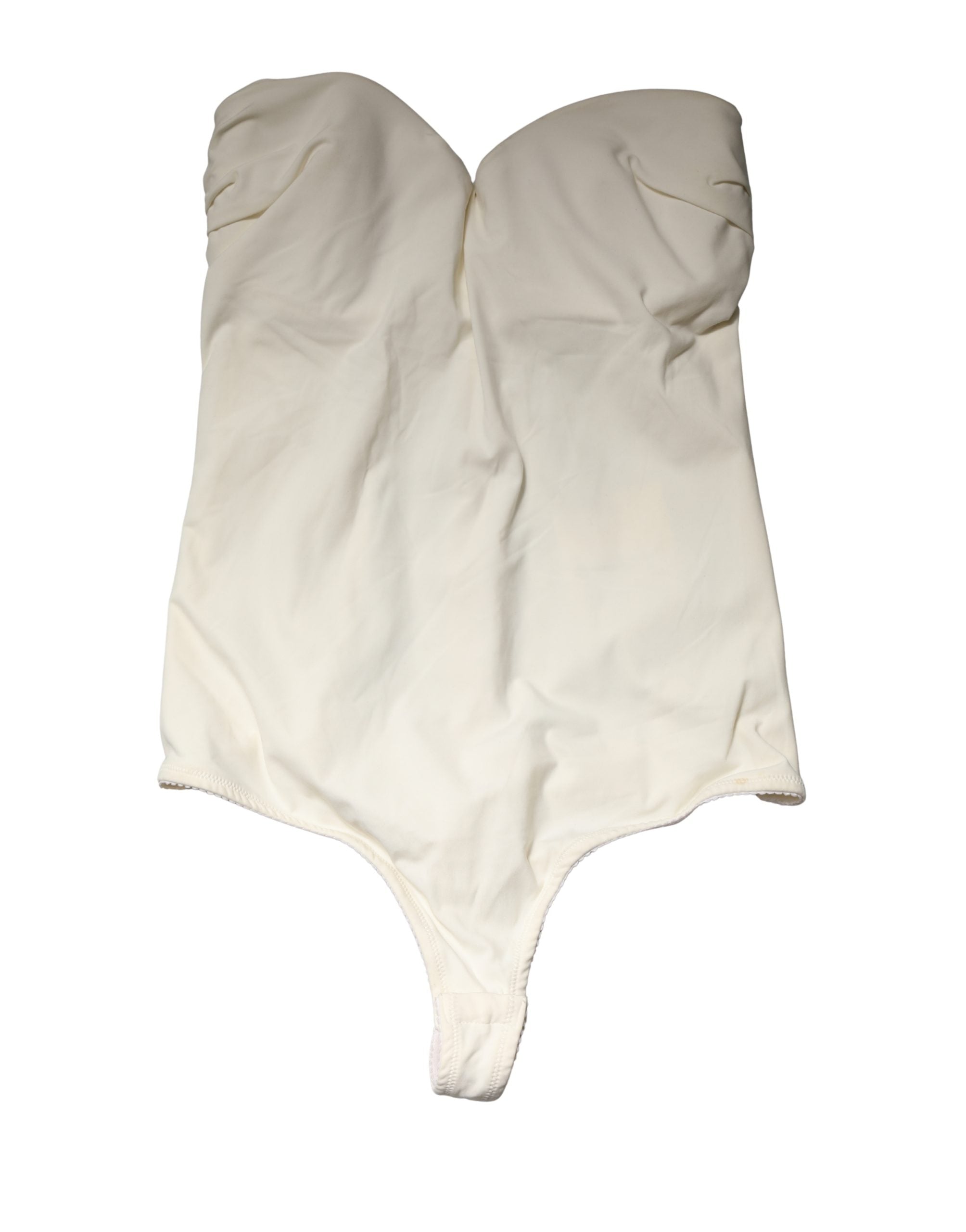 Elisabetta Franchi Off White Strapless One Piece Swimsuit Swimwear