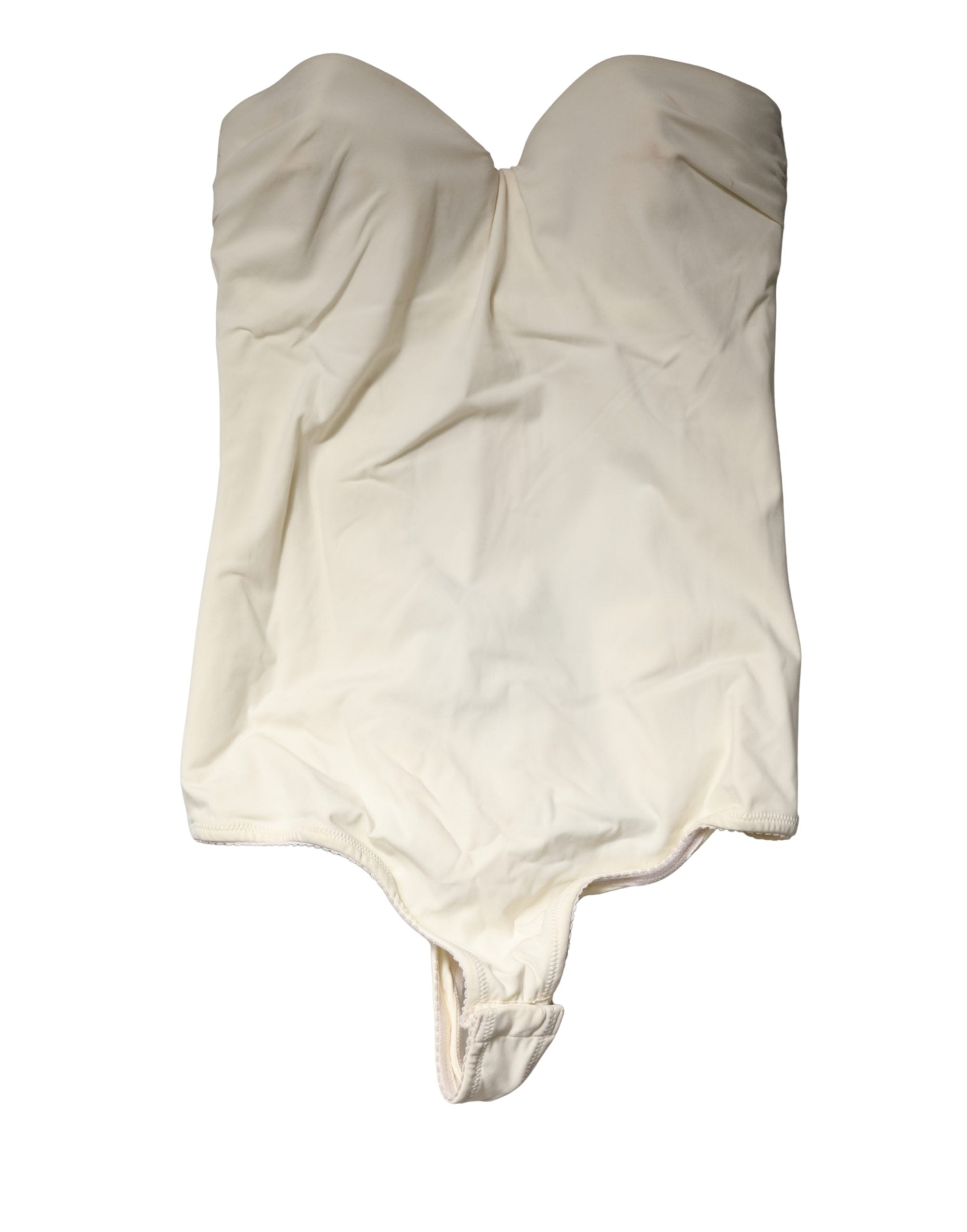 Elisabetta Franchi Off White Strapless One Piece Swimsuit Swimwear