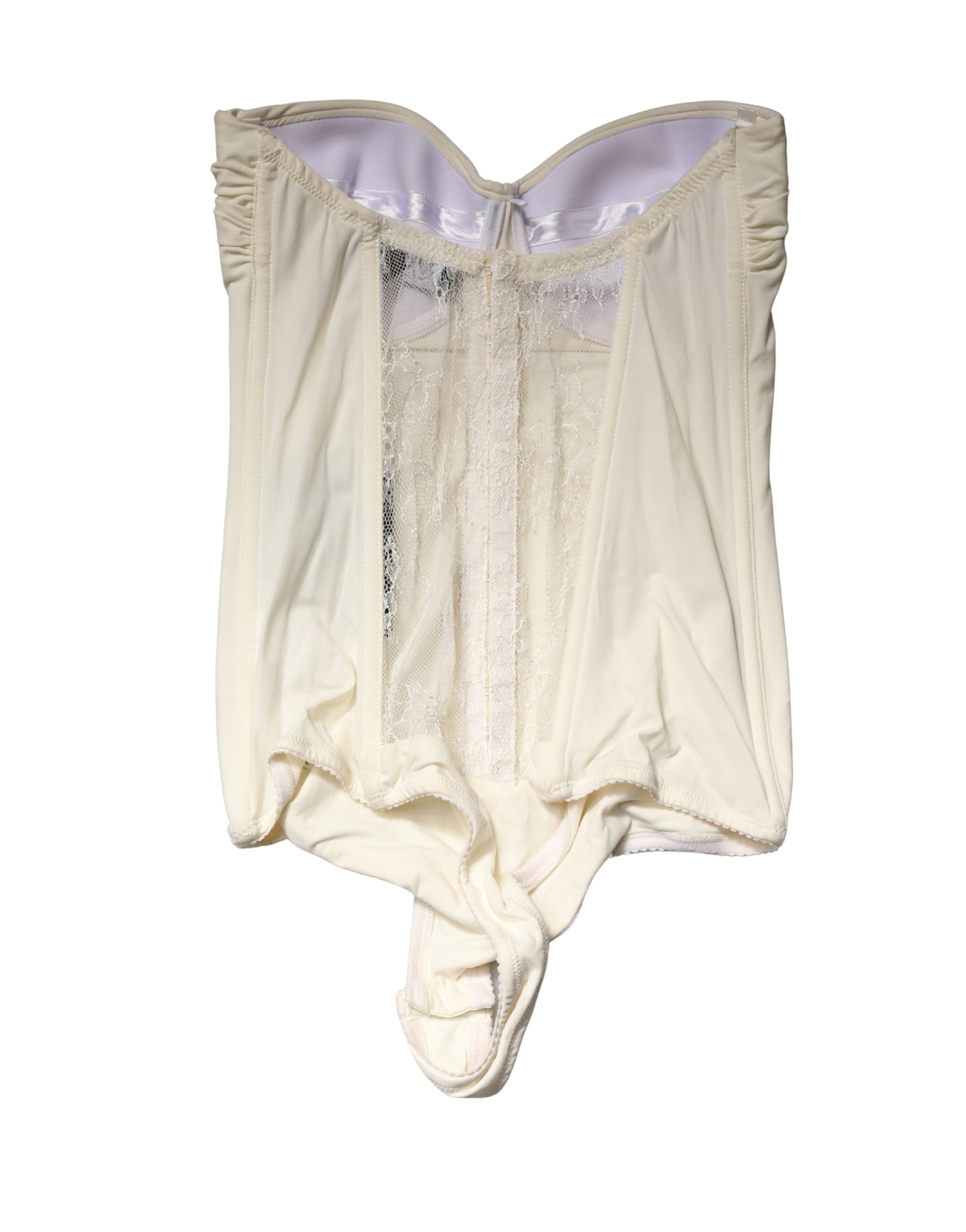 Elisabetta Franchi Off White Strapless One Piece Swimsuit Swimwear