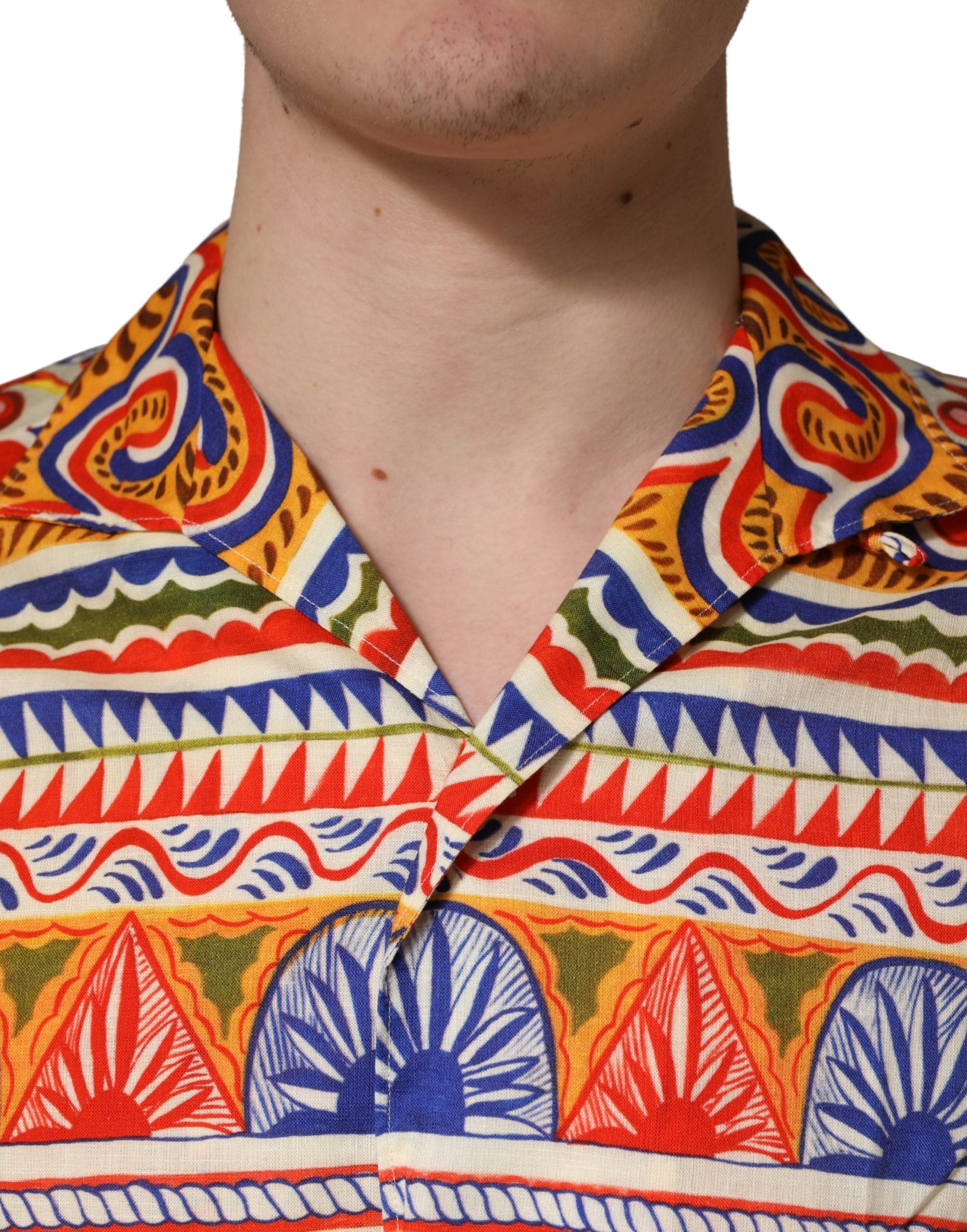 Dolce & Gabbana Multicolor Sicilian Carretto Twill Cotton Men Shirt