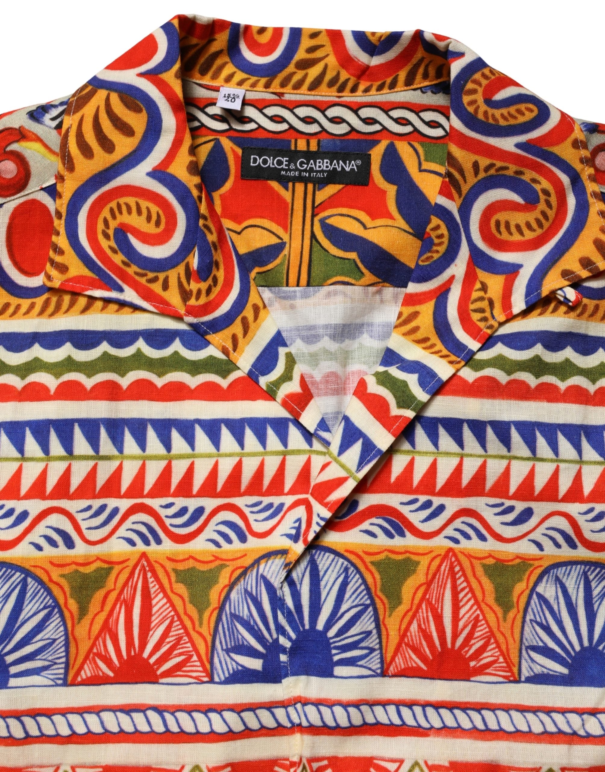 Dolce & Gabbana Multicolor Sicilian Carretto Twill Cotton Men Shirt