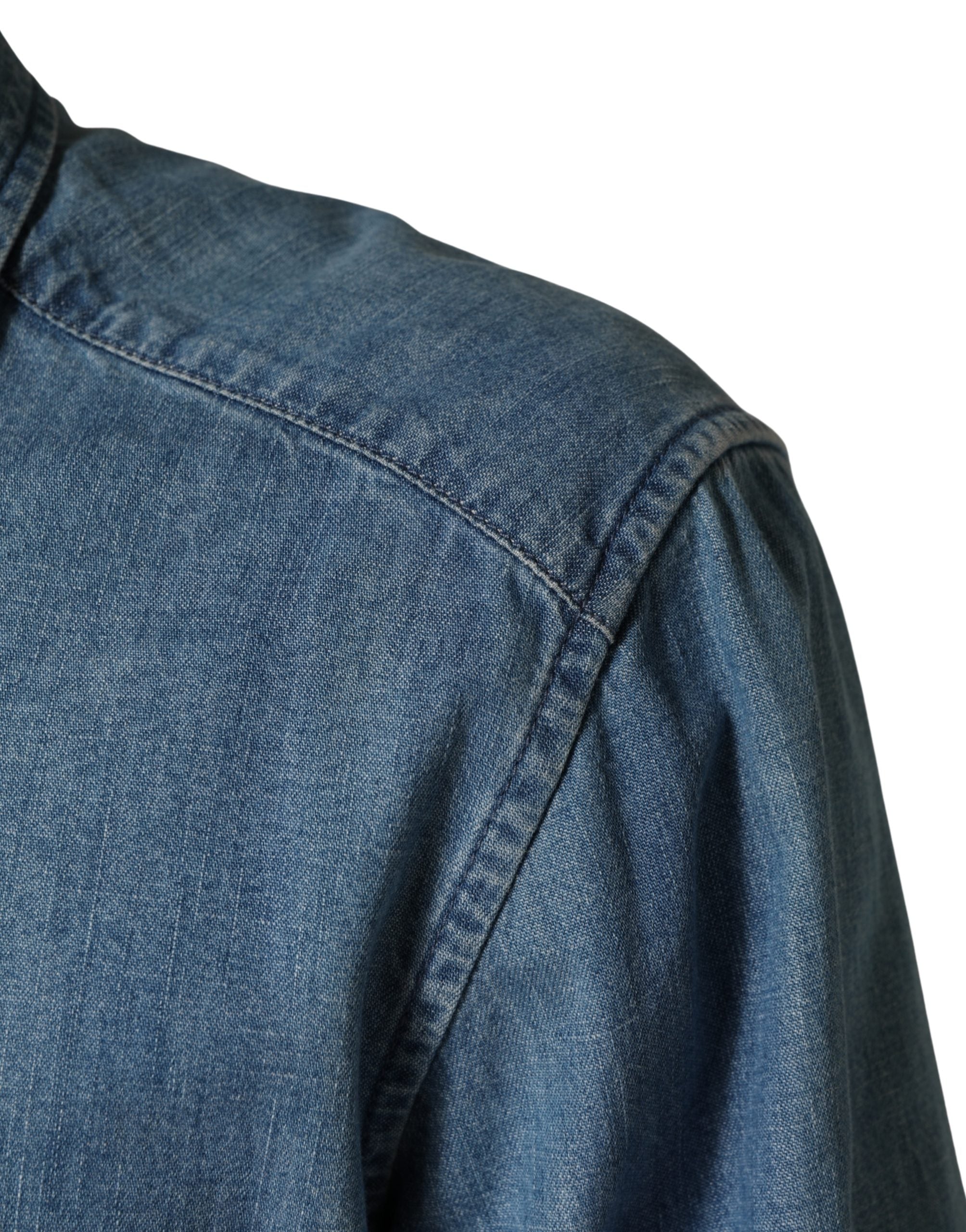 Dolce & Gabbana Blue Cotton Stretch Casual Denim Slim Shirt