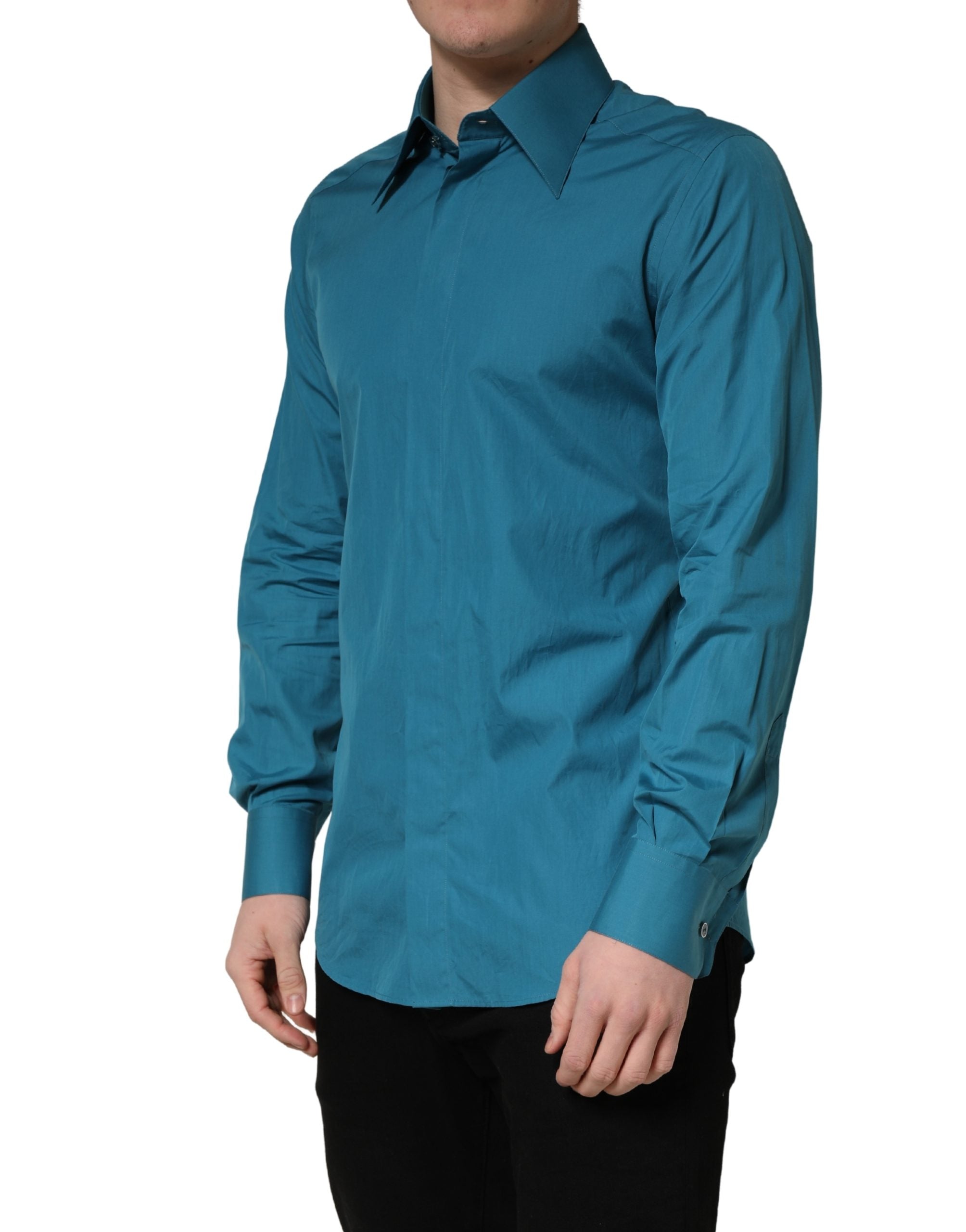 Dolce & Gabbana Blue SARTORIA Long Sleeve Cotton Dress Shirt