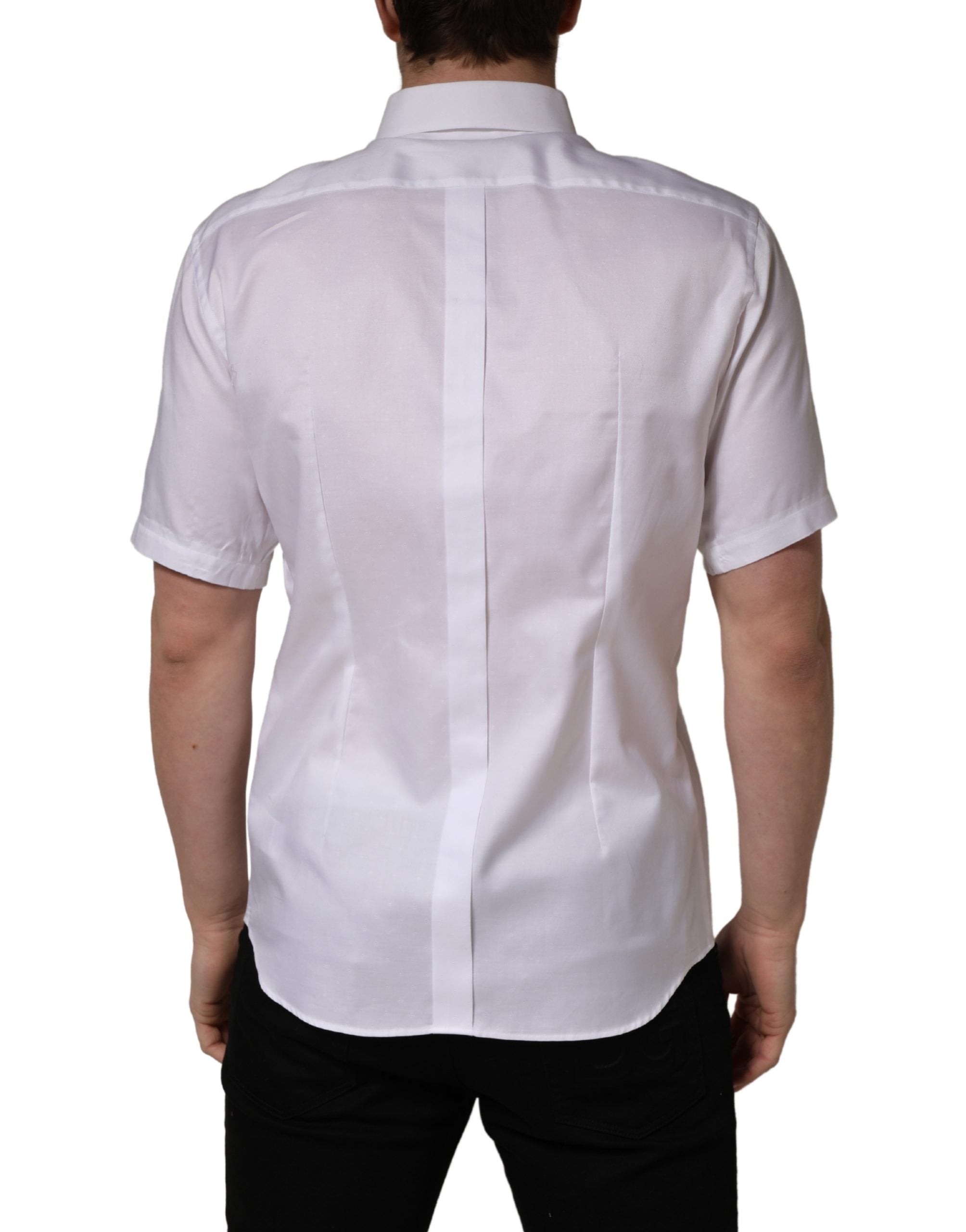 Dolce & Gabbana White Cotton Short Sleeves Button Down Shirt