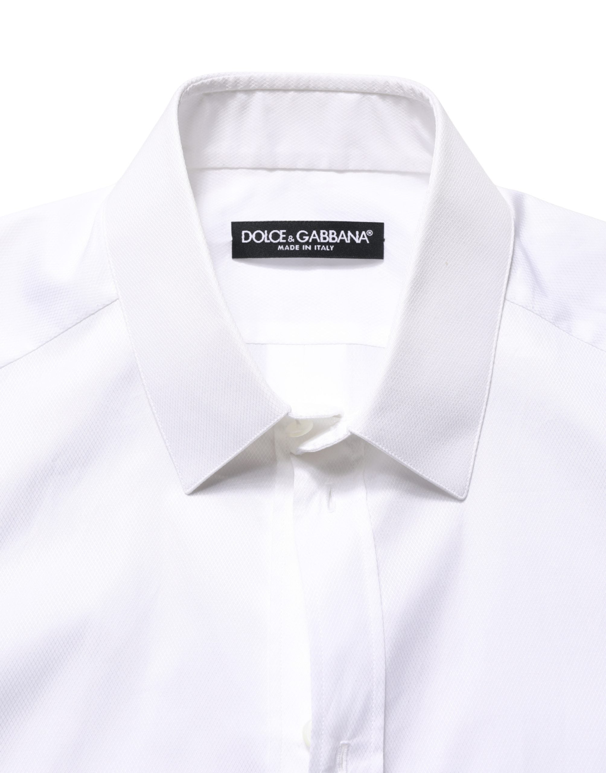 Dolce & Gabbana White Cotton Short Sleeves Button Down Shirt