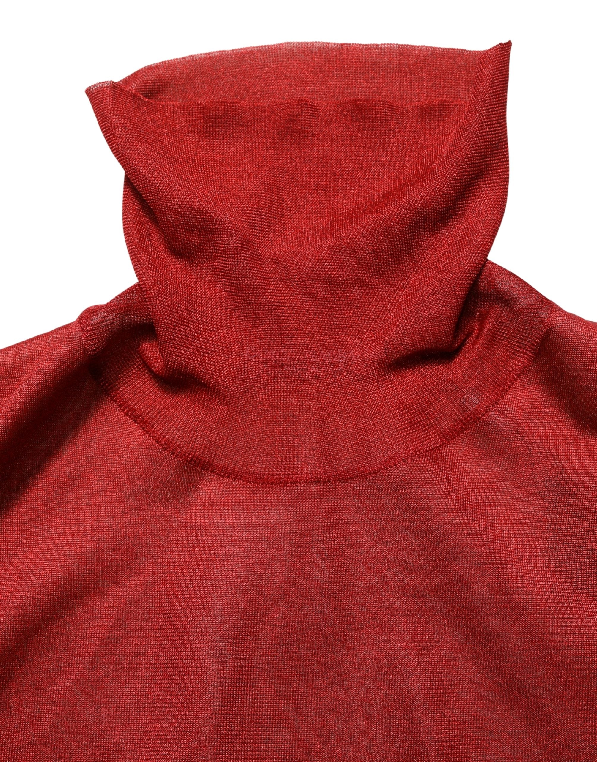 Dolce & Gabbana Red Long Sleeve TurtleNeck Pullover Sweater