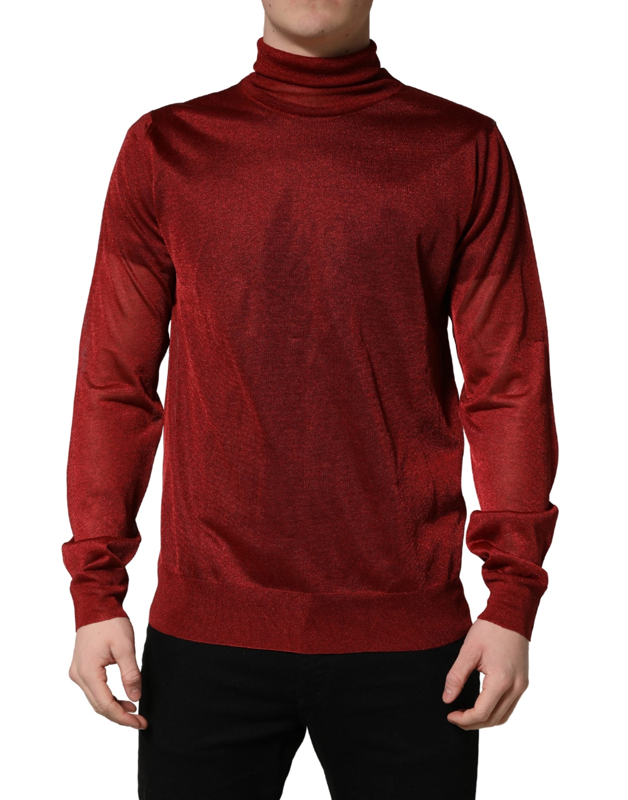 Dolce & Gabbana Red Long Sleeve TurtleNeck Pullover Sweater