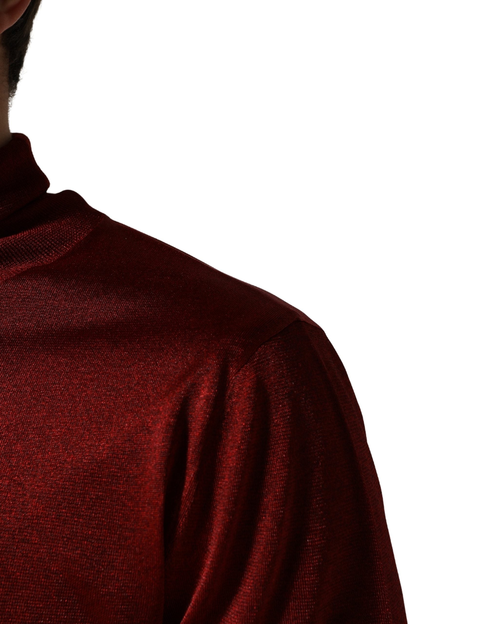 Dolce & Gabbana Red Long Sleeve TurtleNeck Pullover Sweater