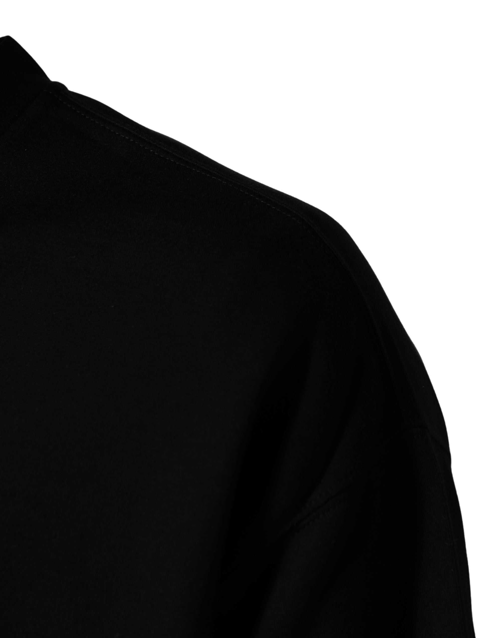 Dolce & Gabbana Black Cotton DG Men CrewNeck Pullover Sweater