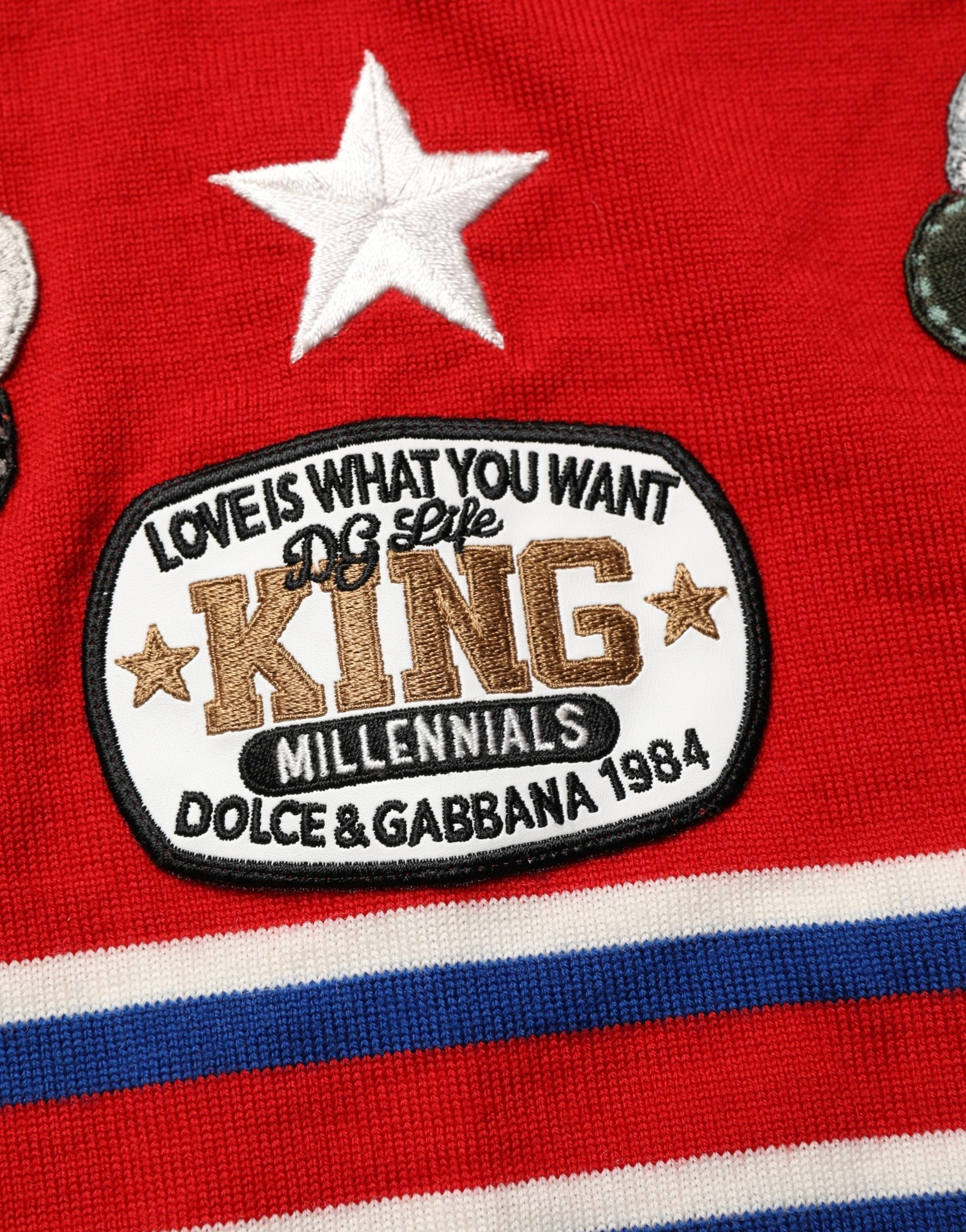 Dolce & Gabbana Multicolor Wool Butterfly Star Men Crew Neck Sweater