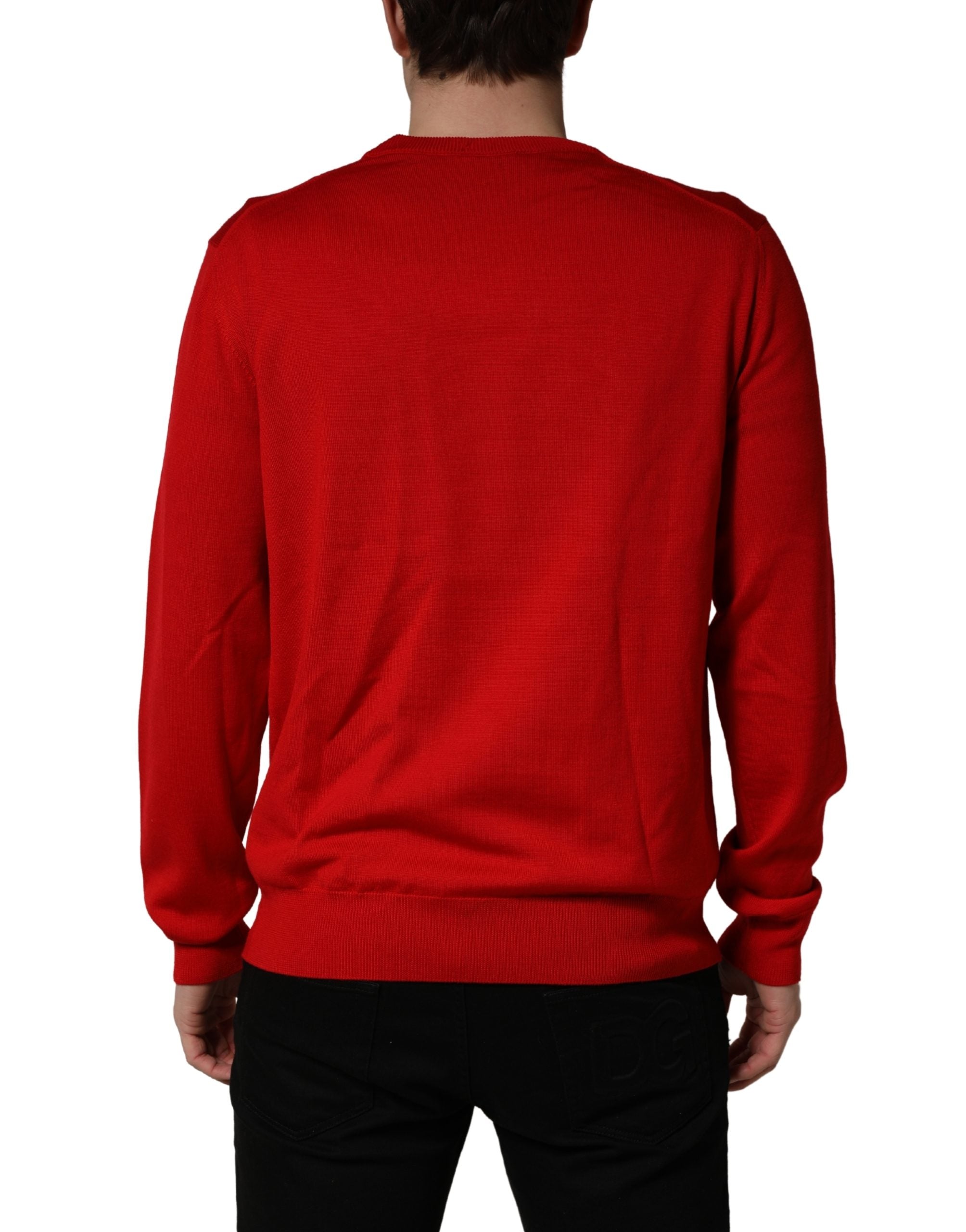 Dolce & Gabbana Red Eye Print Crew Neck Pullover Sweater