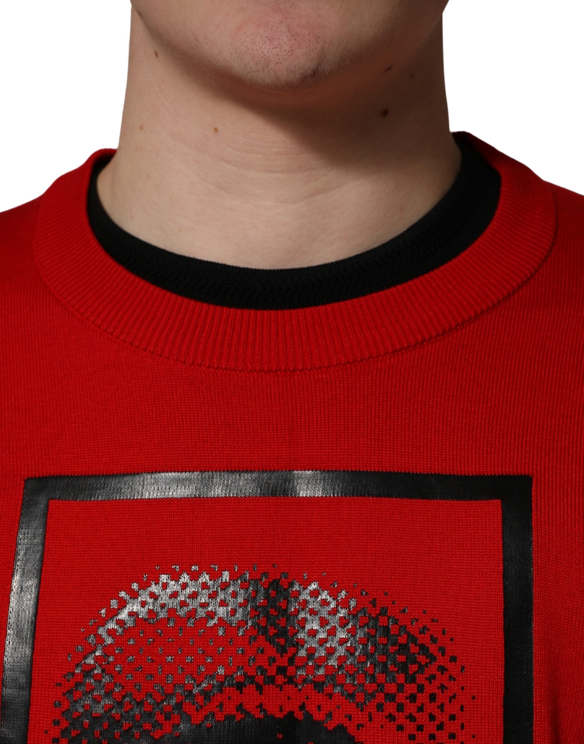 Dolce & Gabbana Red Eye Print Crew Neck Pullover Sweater