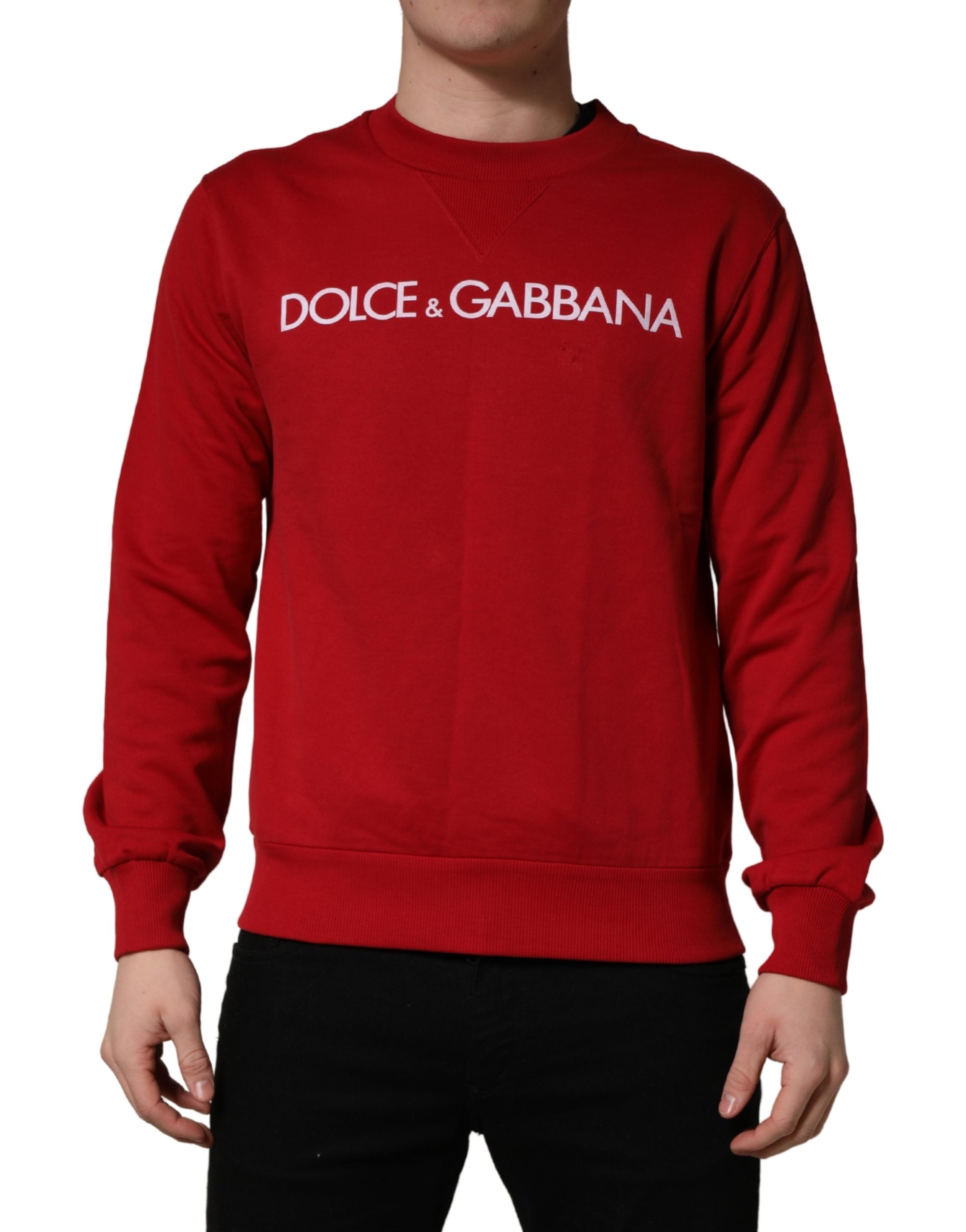 Dolce & Gabbana Red Cotton DG Logo Jersey Sweatshirt Sweater