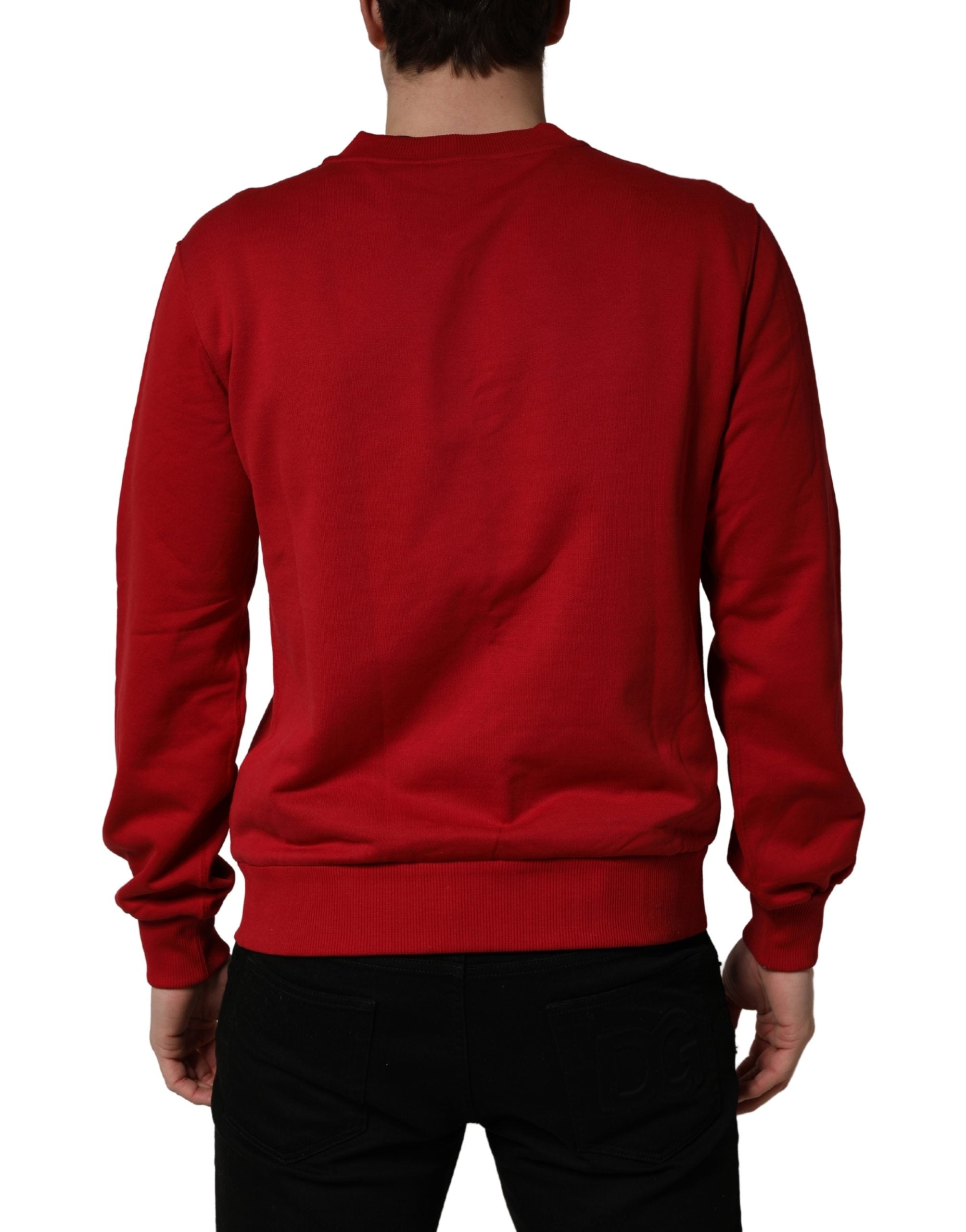 Dolce & Gabbana Red Cotton DG Logo Jersey Sweatshirt Sweater
