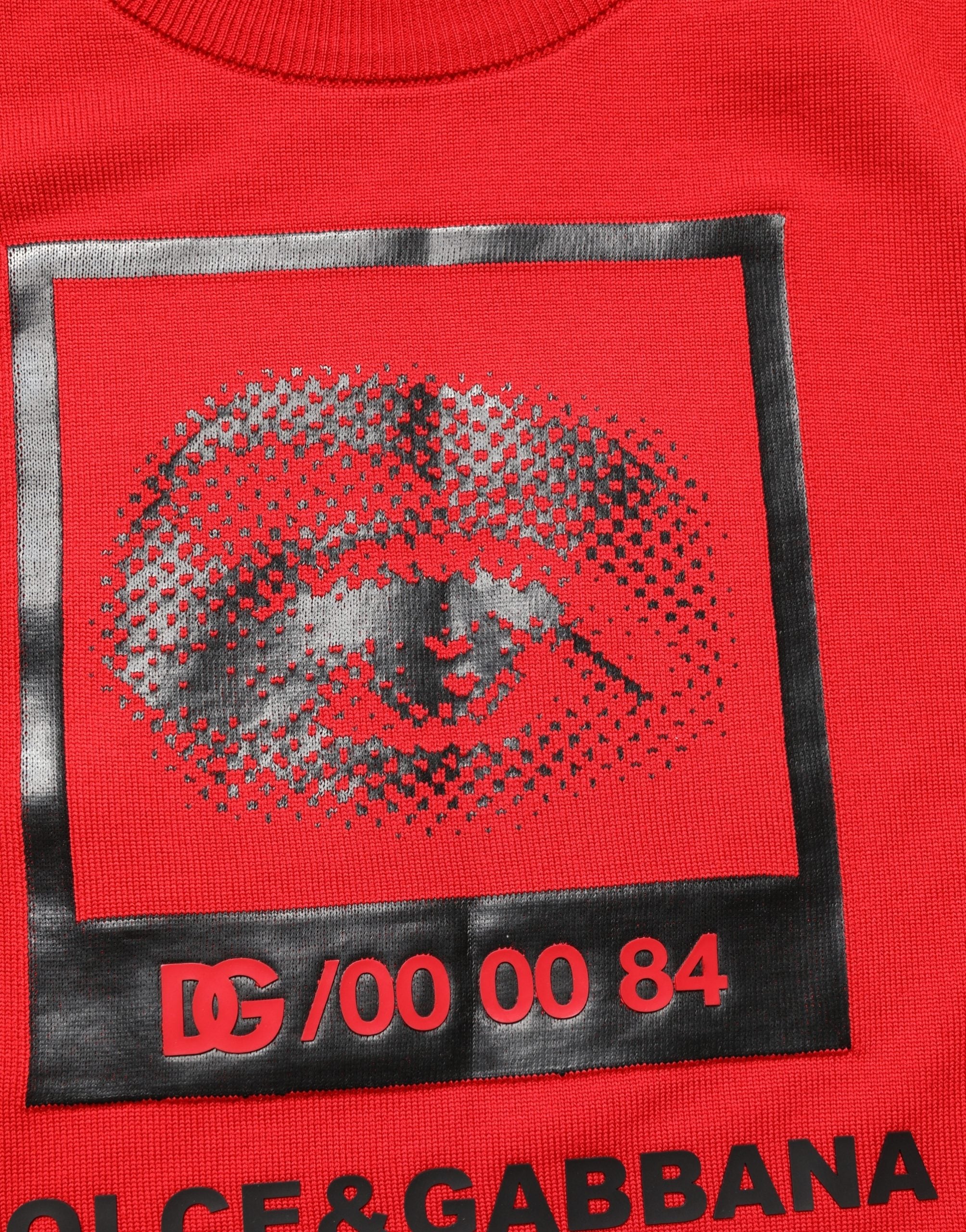 Dolce & Gabbana Red Eye Print Crew Neck Pullover Sweater