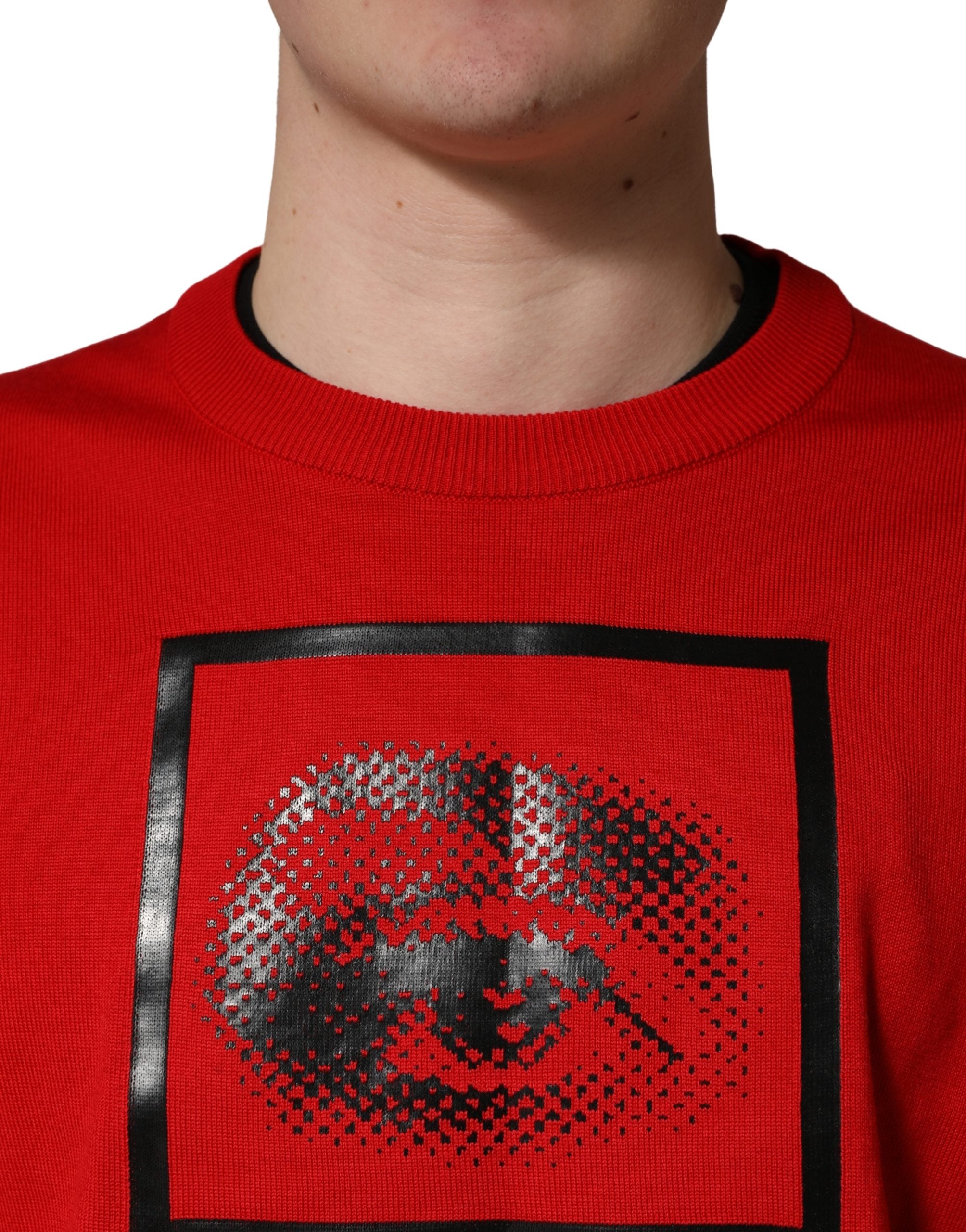 Dolce & Gabbana Red Eye Print Crew Neck Pullover Sweater