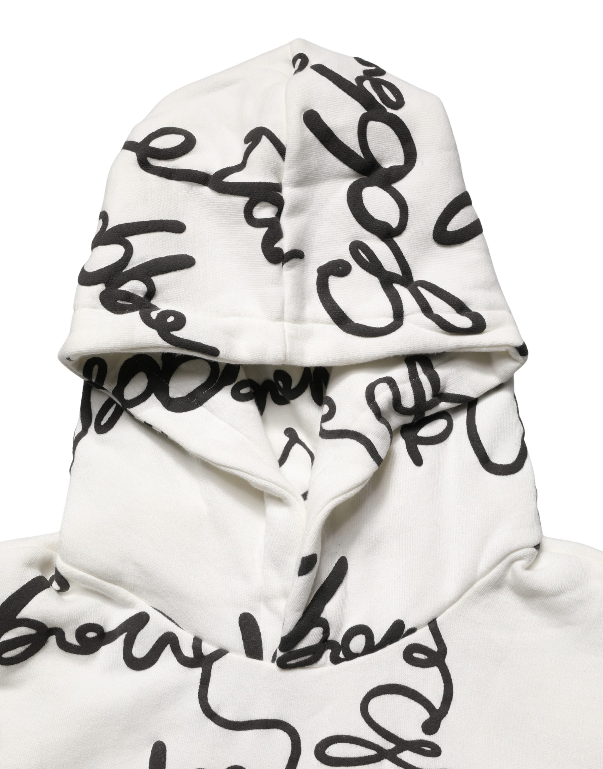 Dolce & Gabbana White Script Logo Print Cotton Sweatshirt Sweater