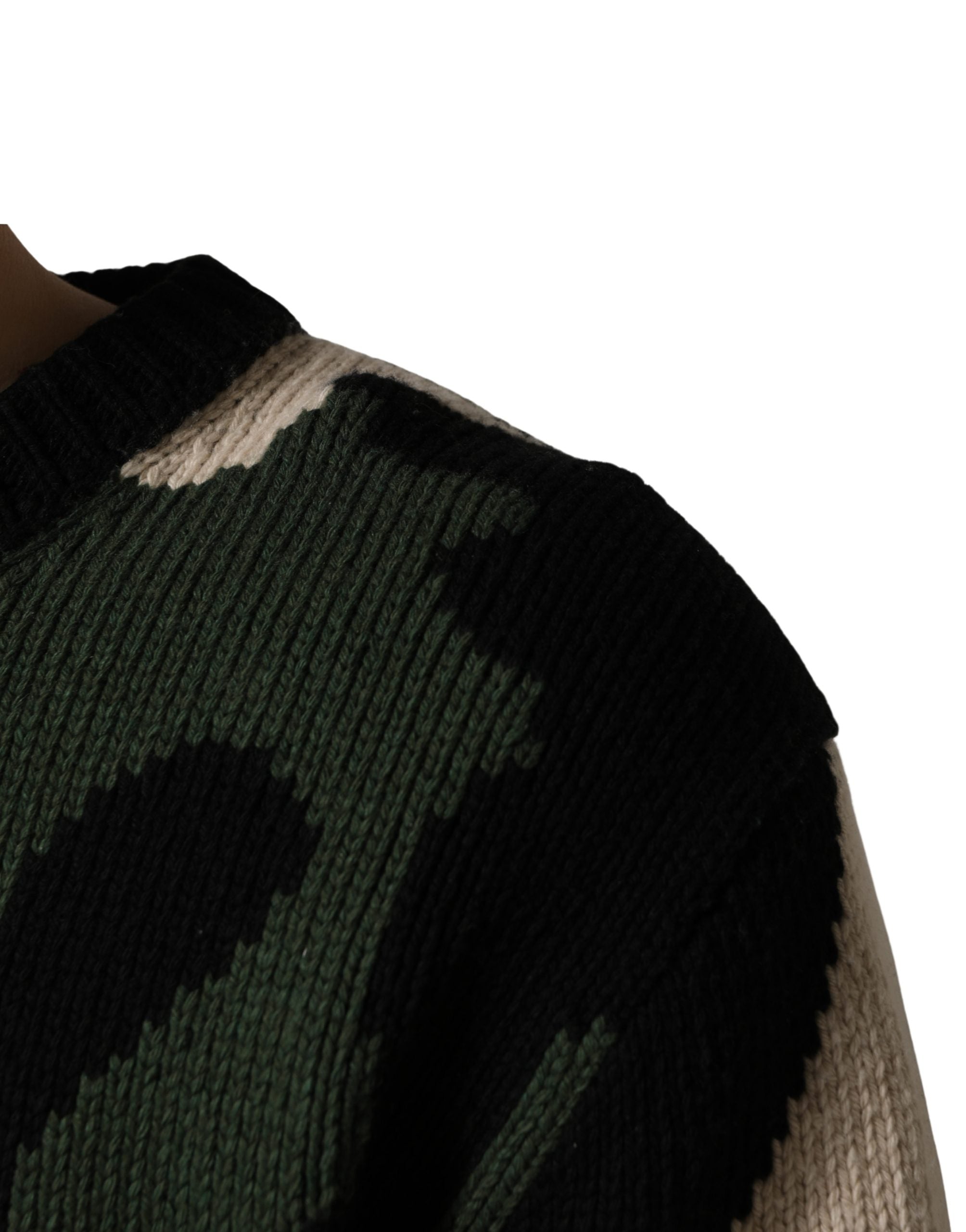 Dolce & Gabbana Multicolor Intarsia Knit Camouflage Pullover Sweater