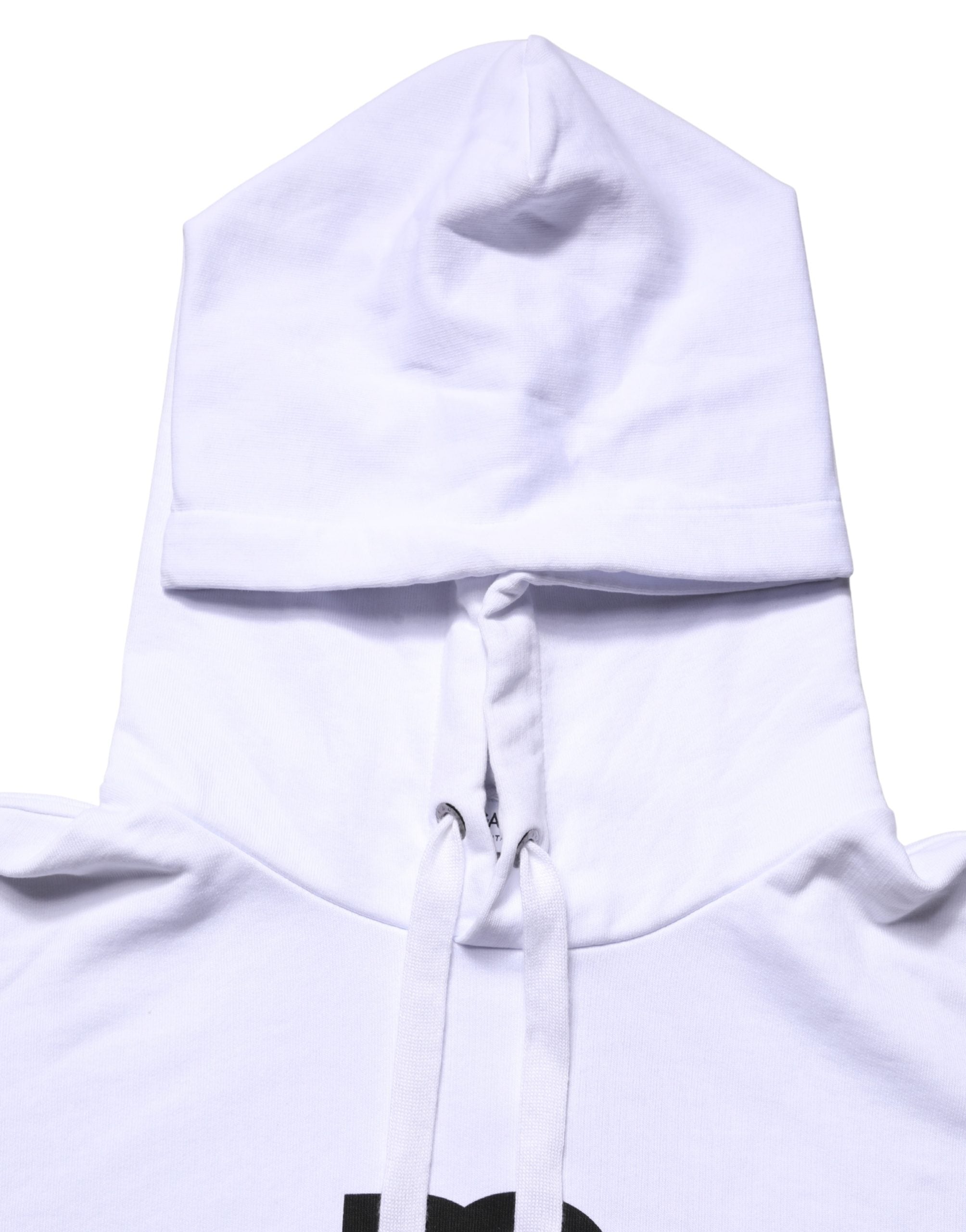 Dolce & Gabbana White Logo Print Cotton Hooded Sweatshirt Sweater