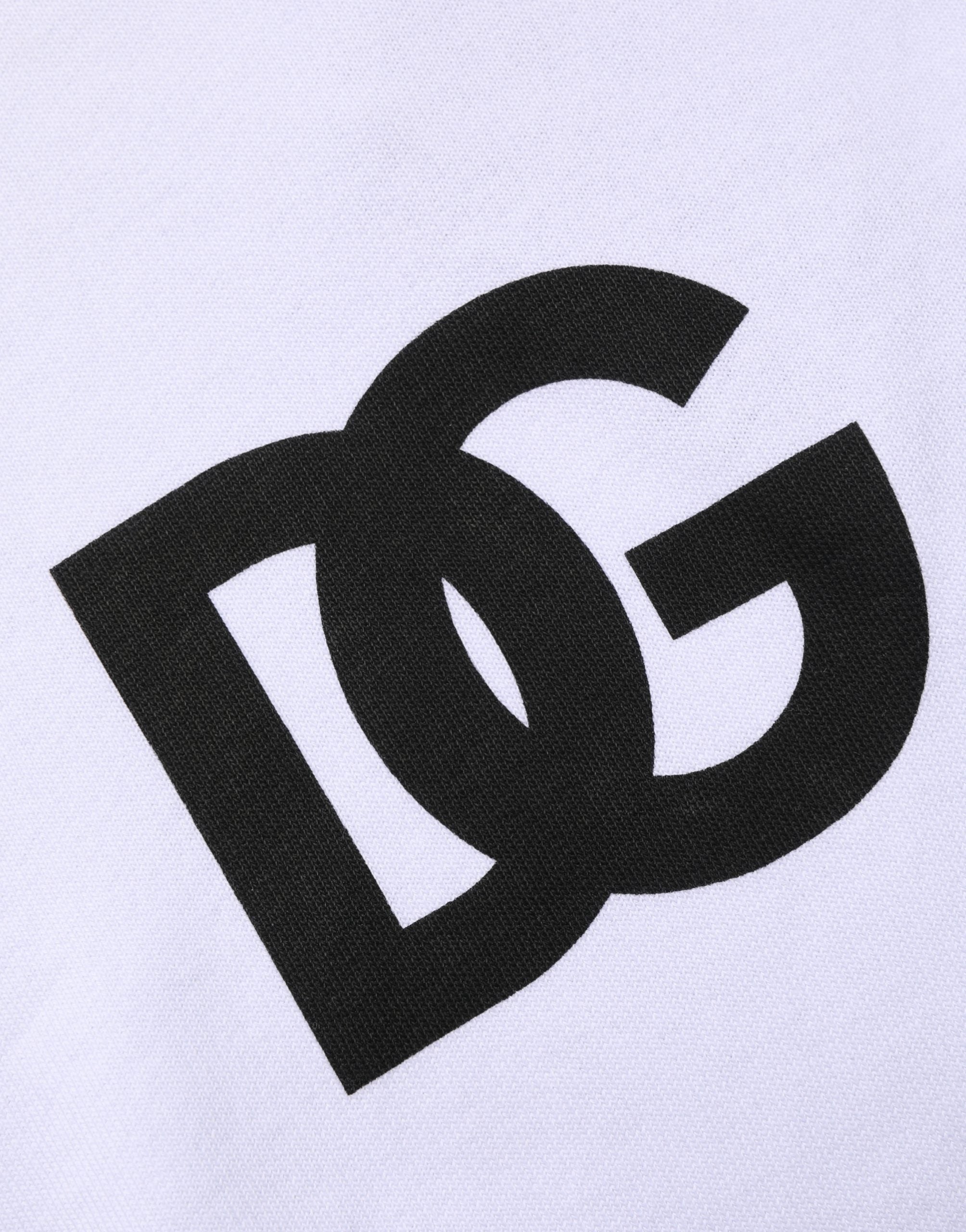 Dolce & Gabbana White Logo Print Cotton Hooded Sweatshirt Sweater