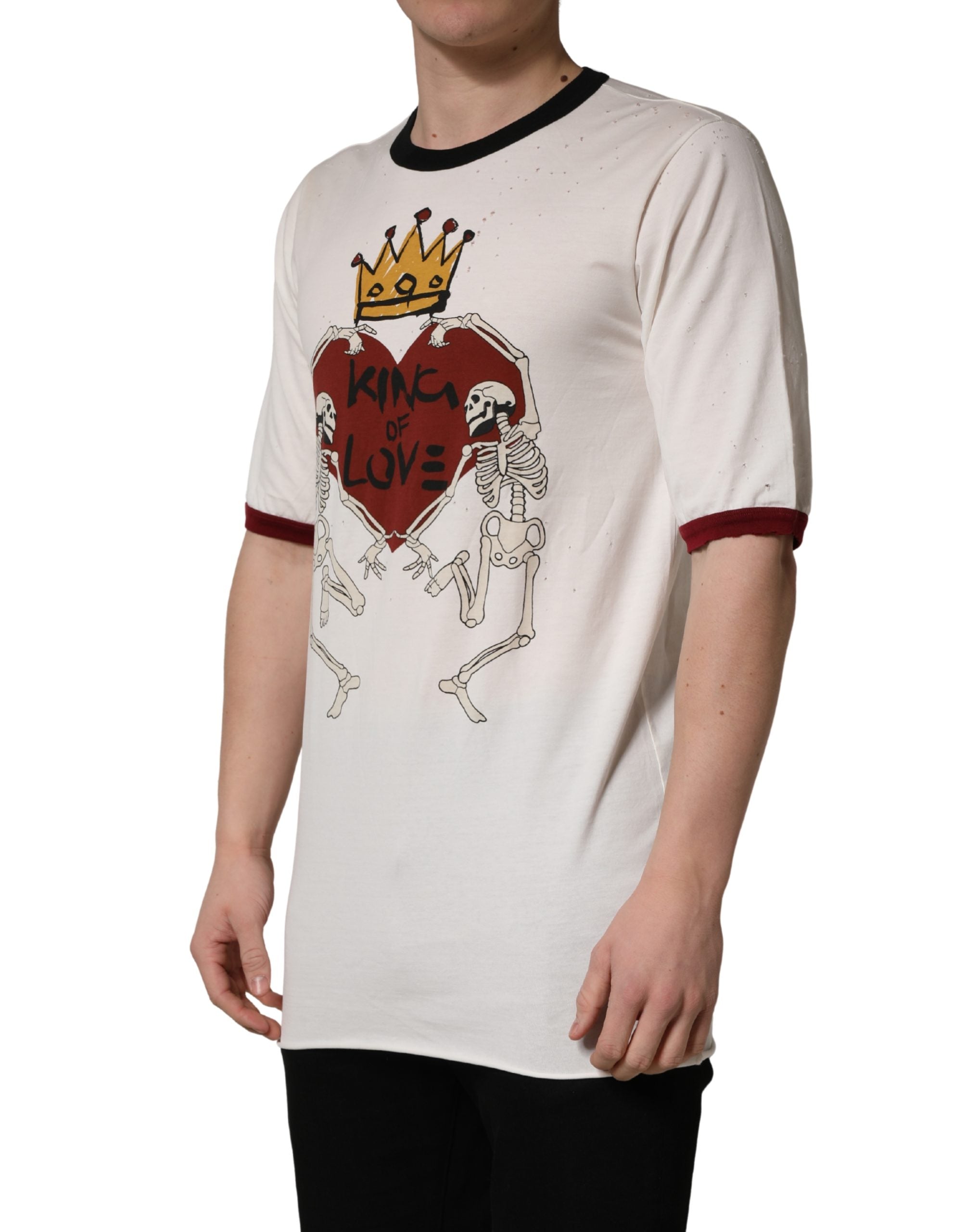 Dolce & Gabbana White King Of Love Print Cotton Men Jersey T-shirt