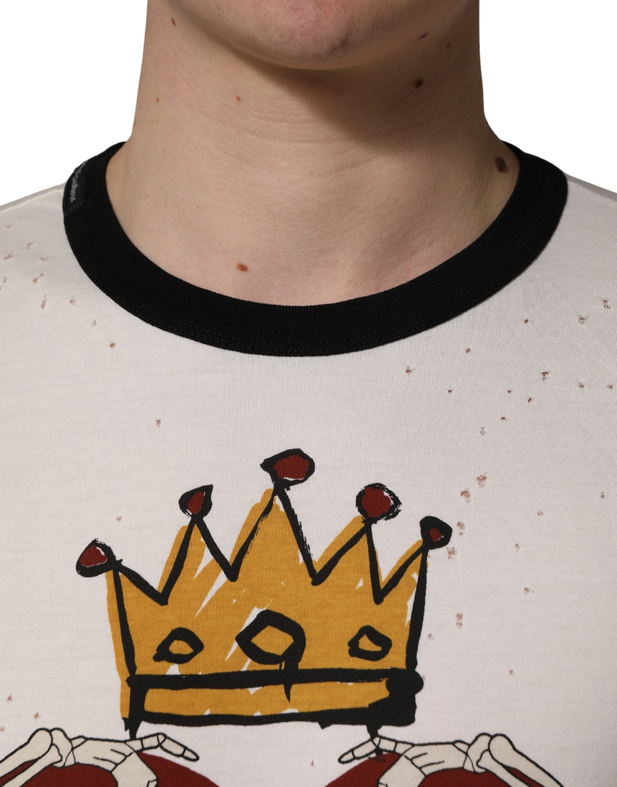 Dolce & Gabbana White King Of Love Print Cotton Men Jersey T-shirt
