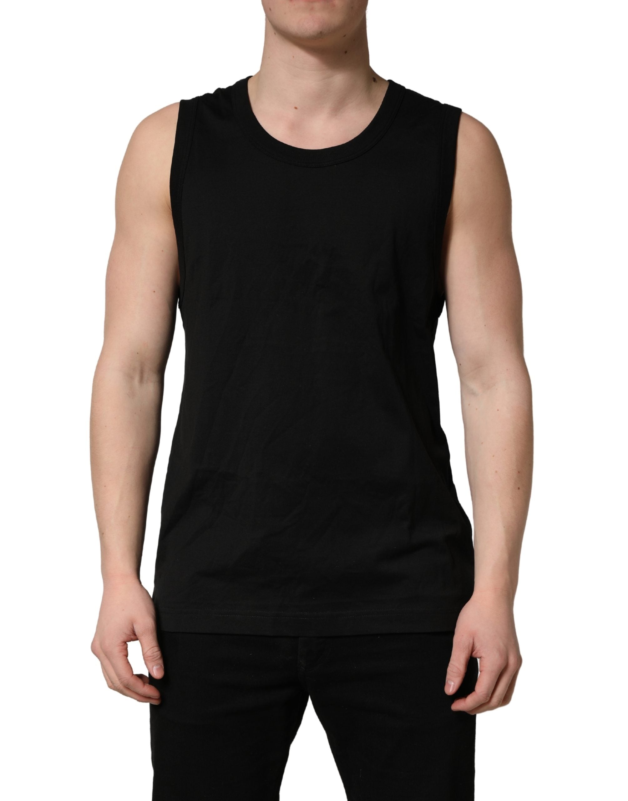 Dolce & Gabbana Black Cotton Sleeveless Men Tank Top T-shirt