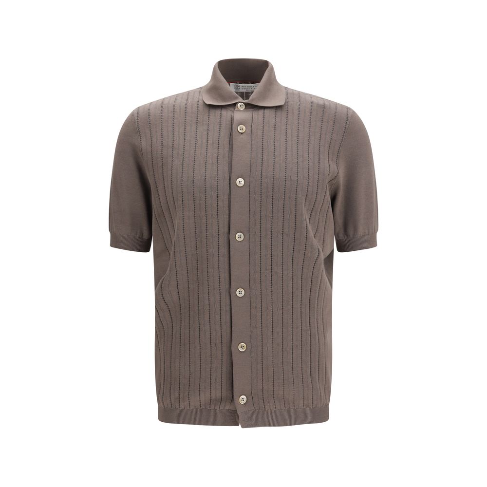 Brunello Cucinelli Brown Cotton Polo Shirt
