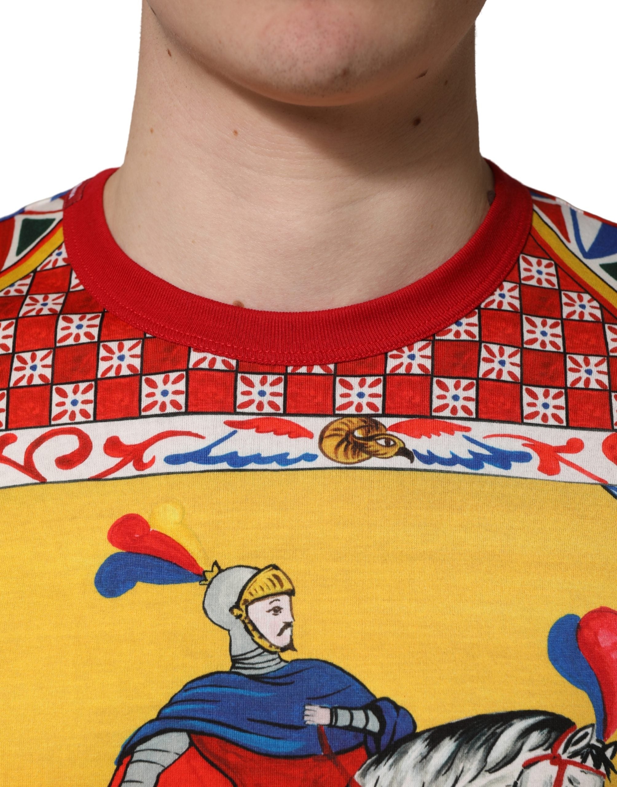 Dolce & Gabbana Multicolor Carretto Print Crew Neck T-shirt