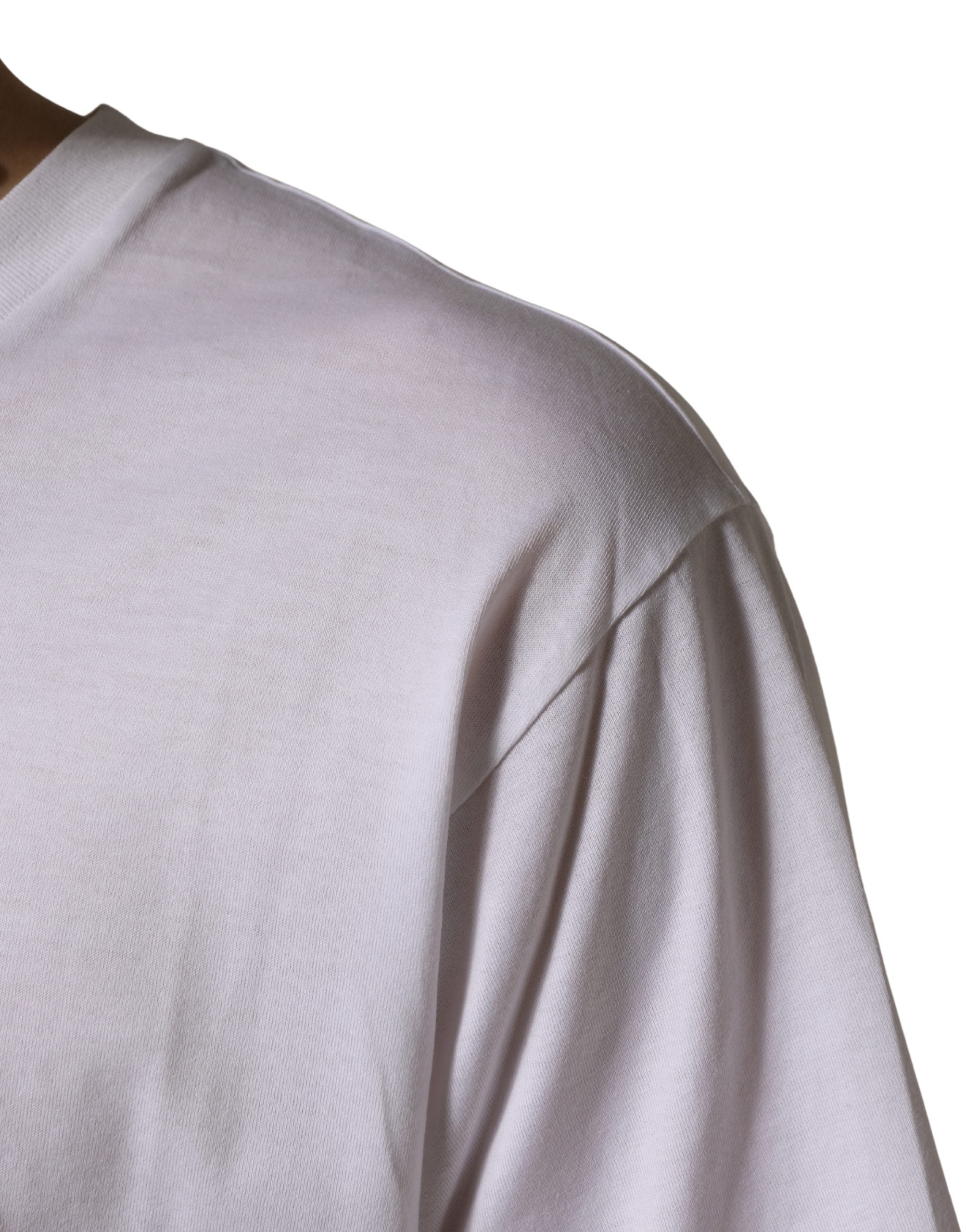 Dolce & Gabbana White Oversized Cotton Men Crew Neck T-shirt