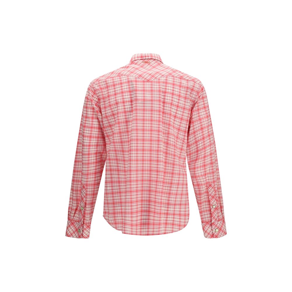 Versace Red Cotton Pattern Shirt