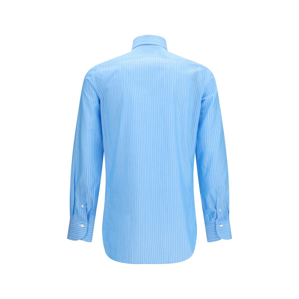 Finamore Blue Cotton Shirt