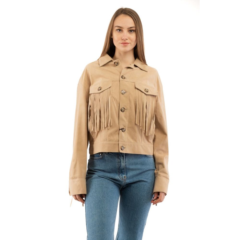 Moschino Beige Cotton Leather Jacket