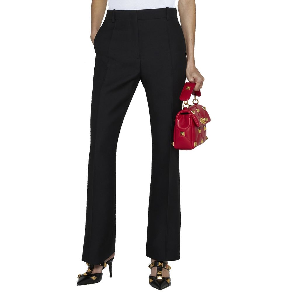 Valentino Garavani Black Silk Flared Pants