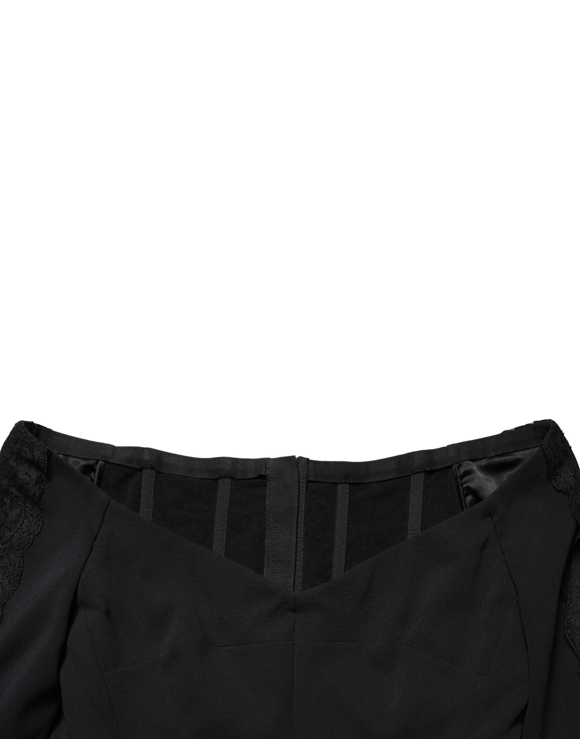 Dolce & Gabbana Black Silk Button Bodice Sheath Maxi Dress