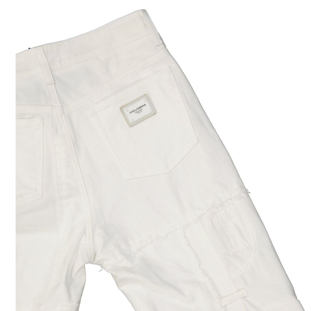 Dolce & Gabbana White Cotton Cargo Pants