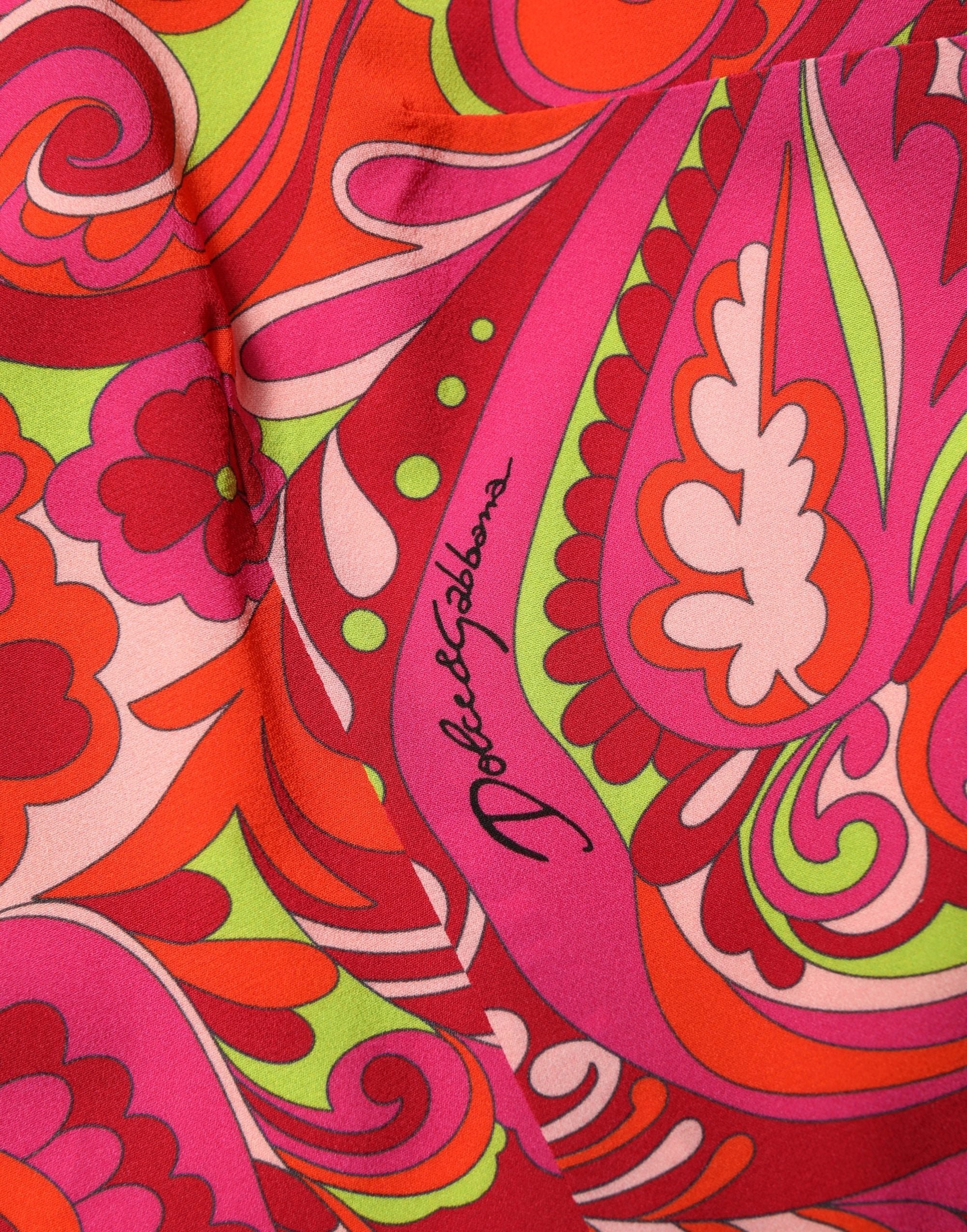 Dolce & Gabbana Red Paisley Floral Print Sheath Midi Dress