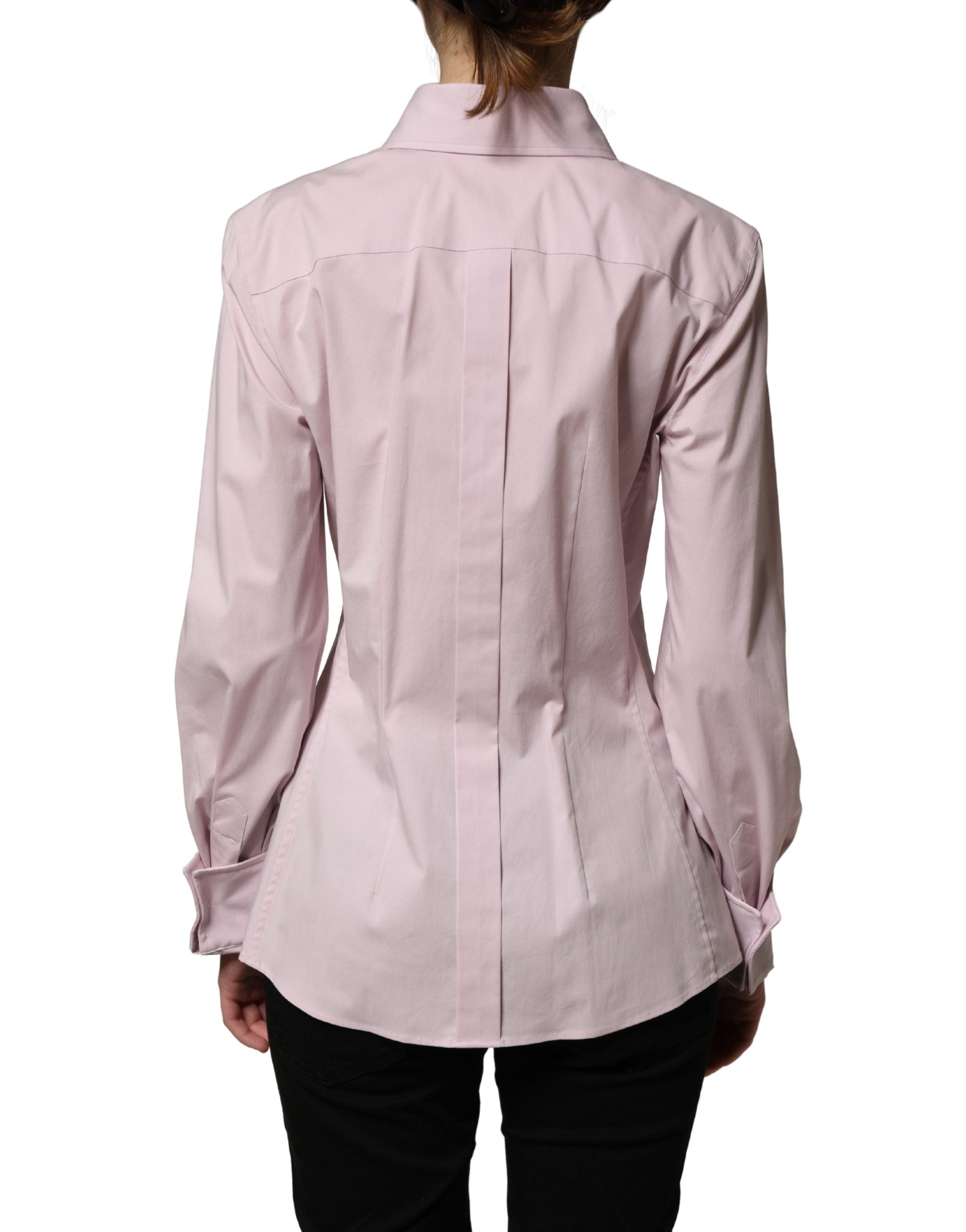 Dolce & Gabbana Pink Cotton Long Sleeves Collared Shirt Top
