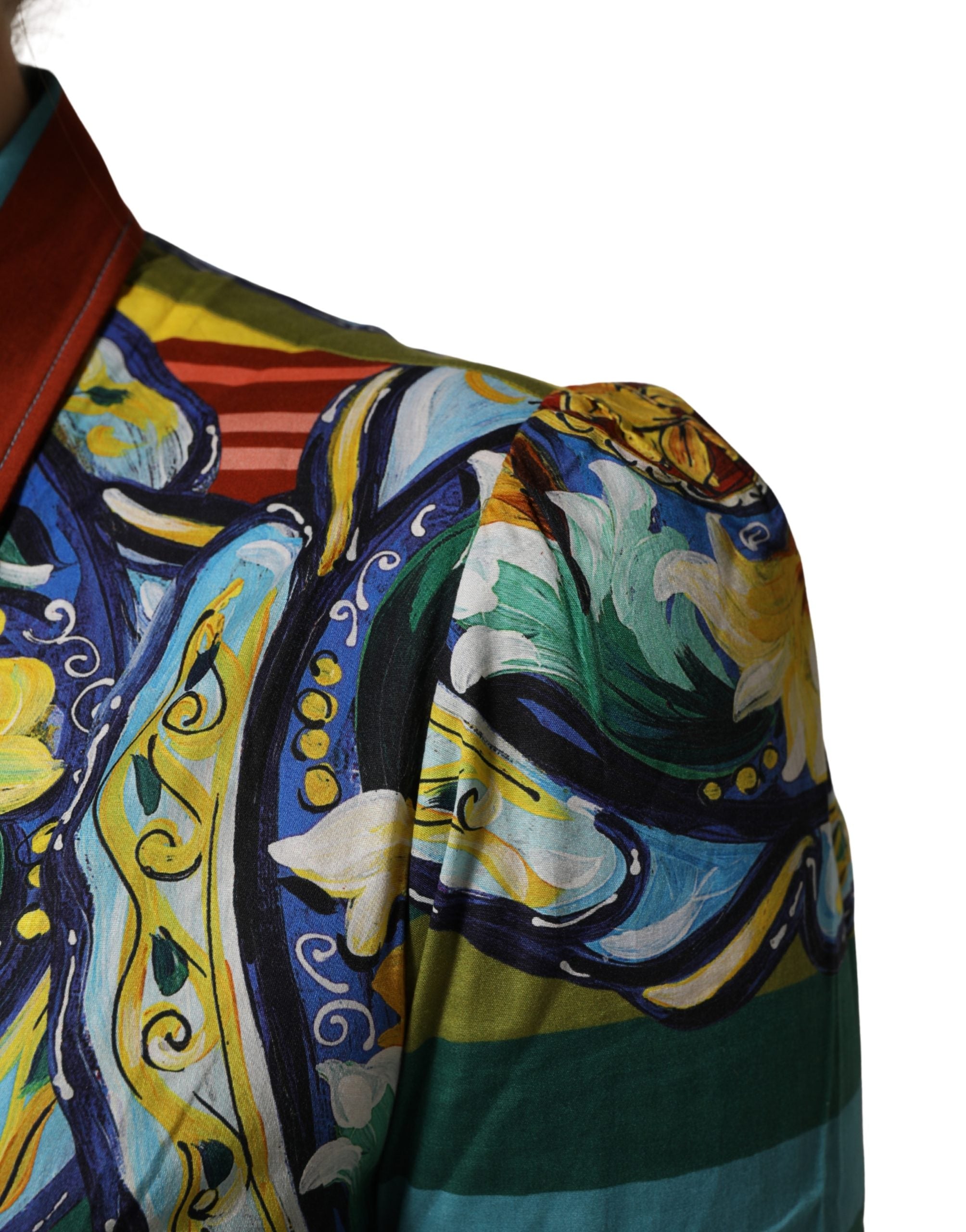 Dolce & Gabbana Multicolor Majolica Print Cotton Blouse Top