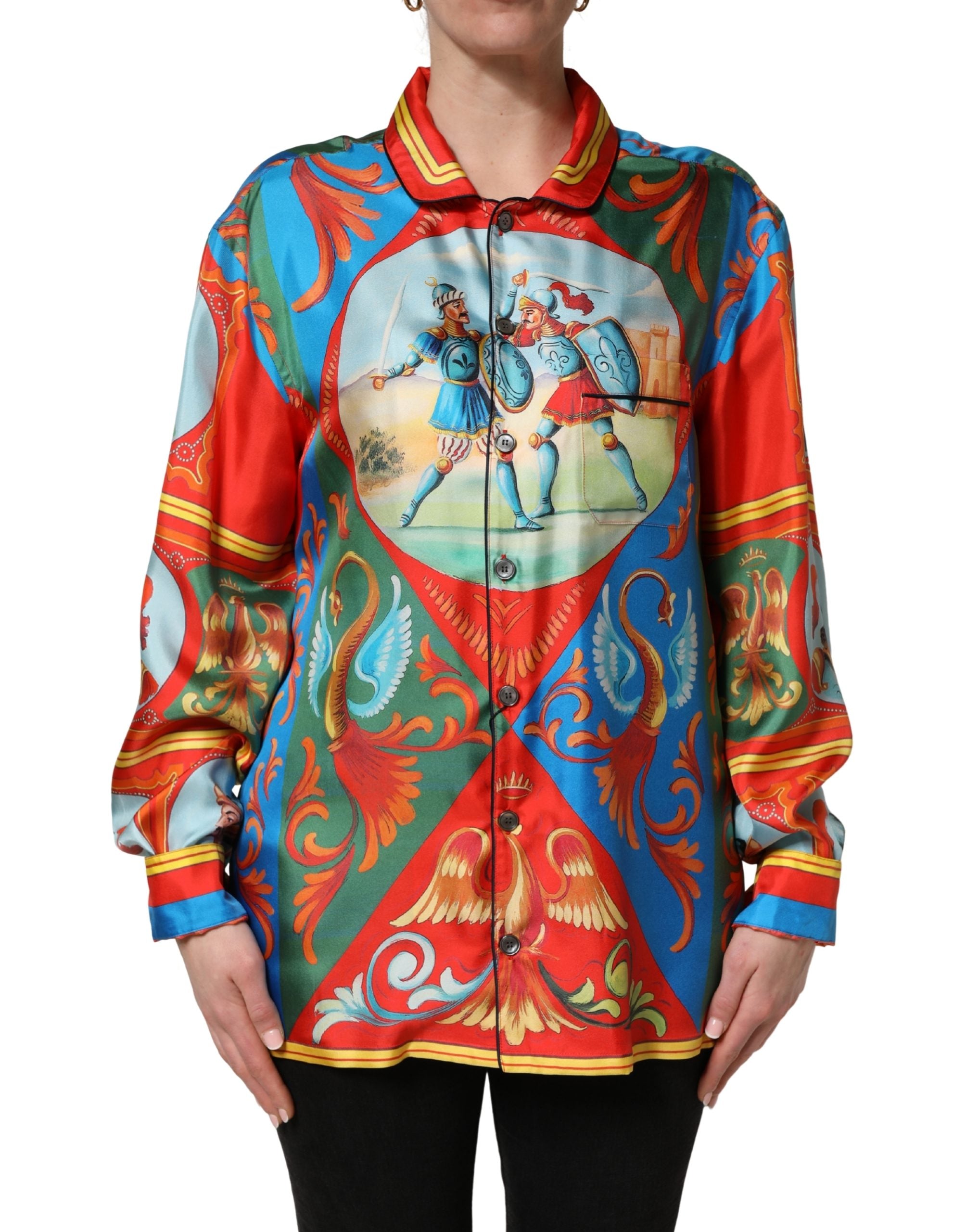 Dolce & Gabbana Multicolor Printed Long Sleeve Button Down Shirt Top